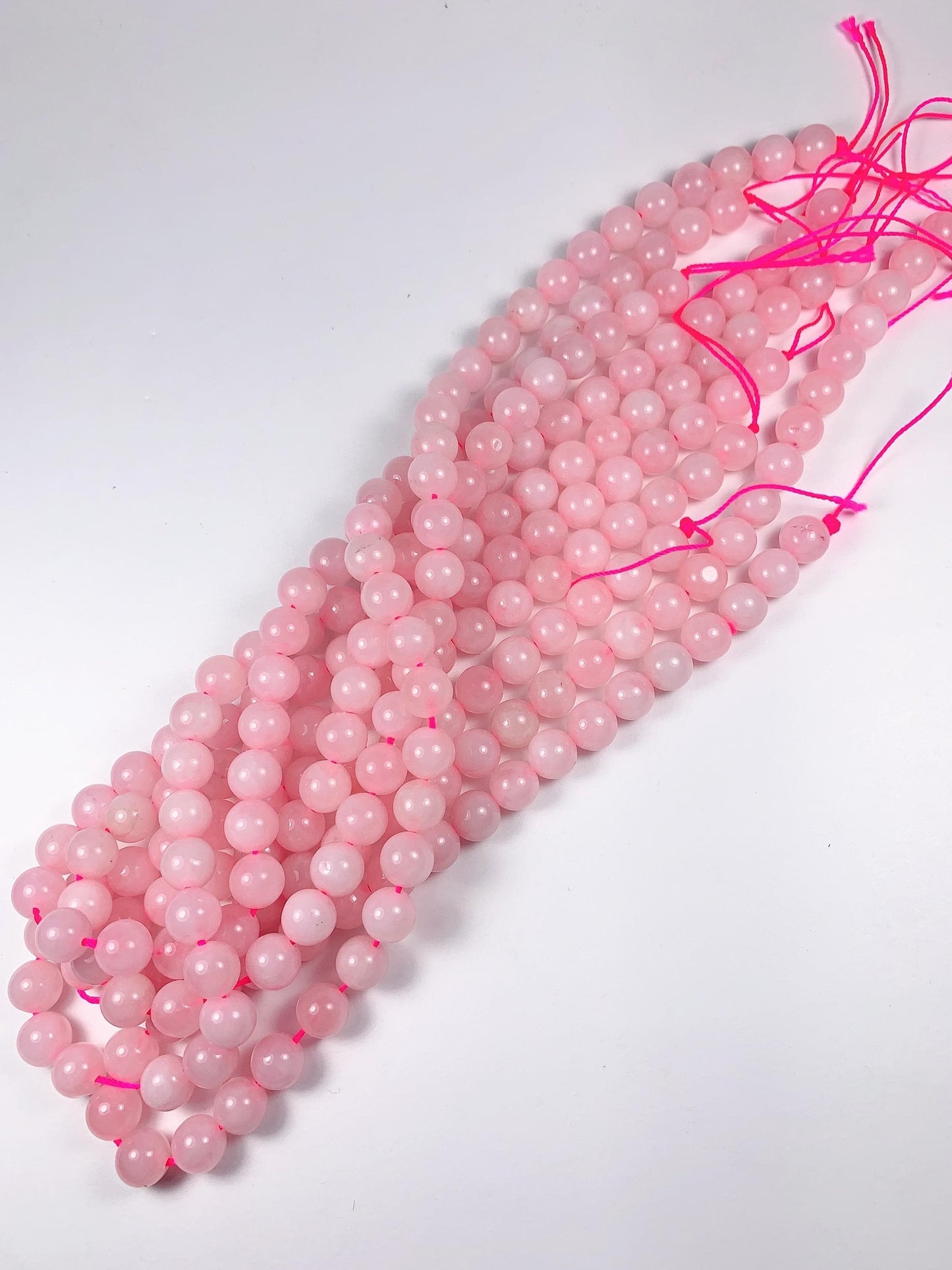 Natural Opaque Pink Rose Quartz Smooth Round  Beads Gemstone 15.5" Strand High Quality