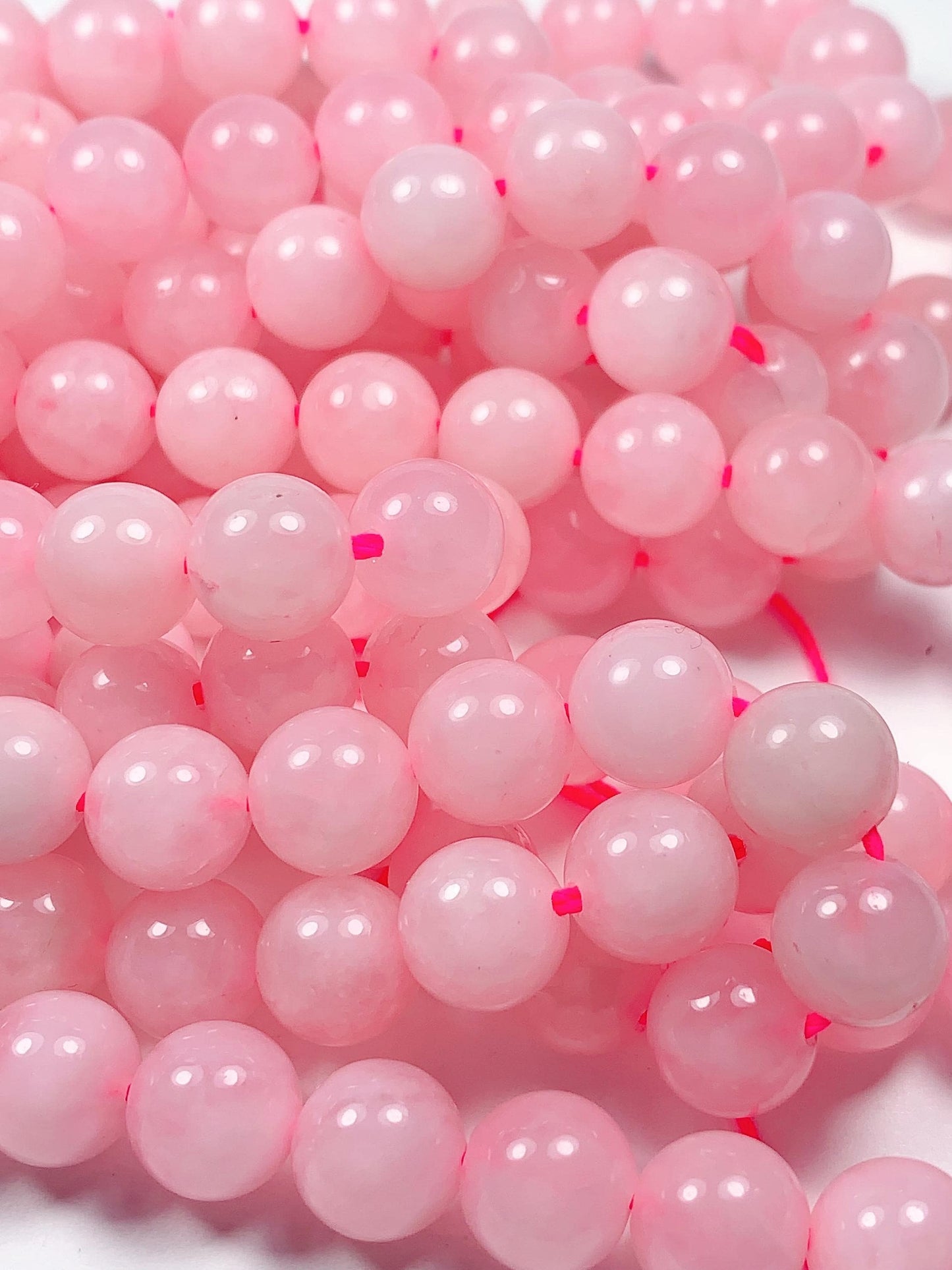 Natural Opaque Pink Rose Quartz Smooth Round  Beads Gemstone 15.5" Strand High Quality