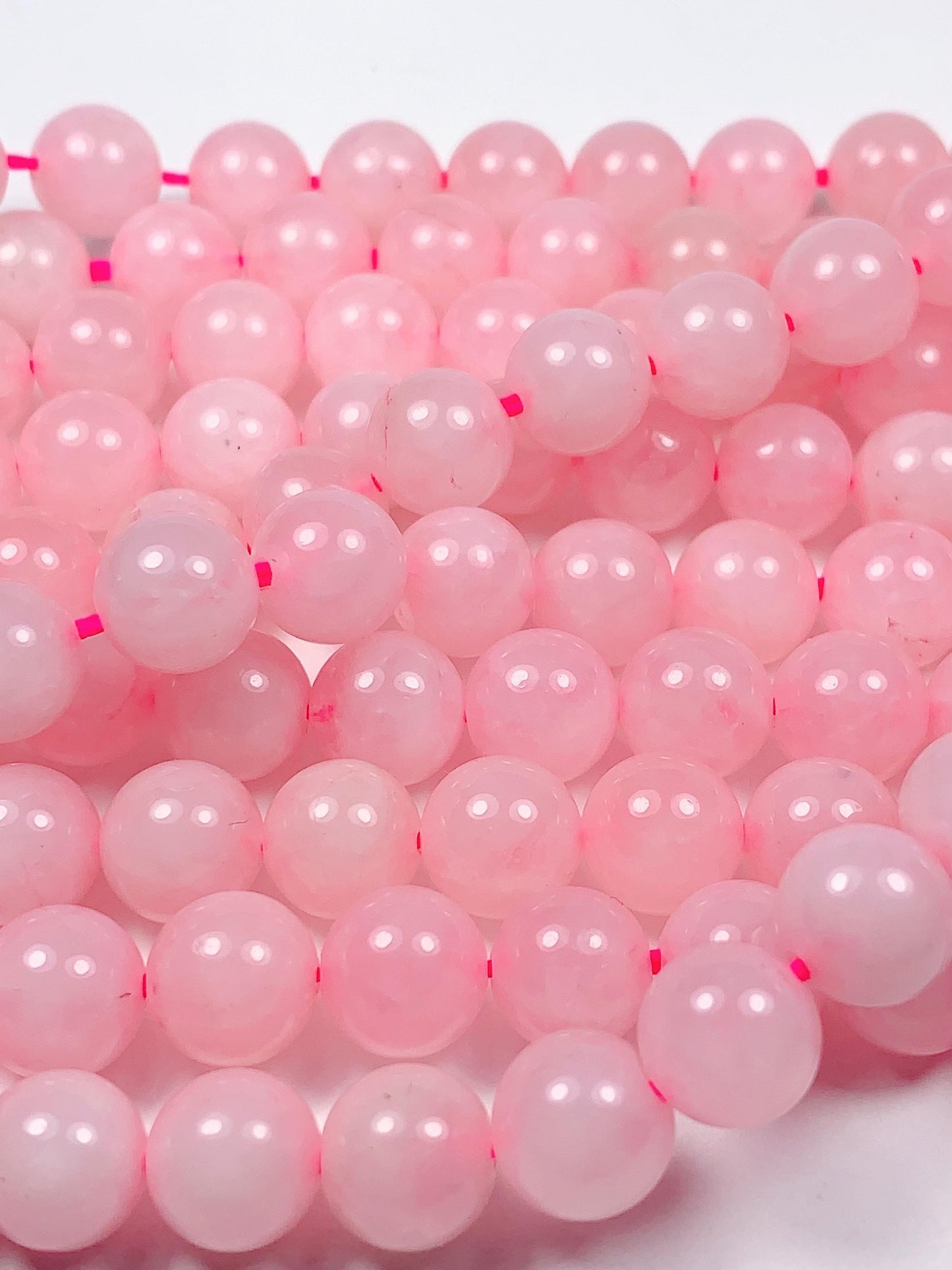 Natural Opaque Pink Rose Quartz Smooth Round  Beads Gemstone 15.5" Strand High Quality
