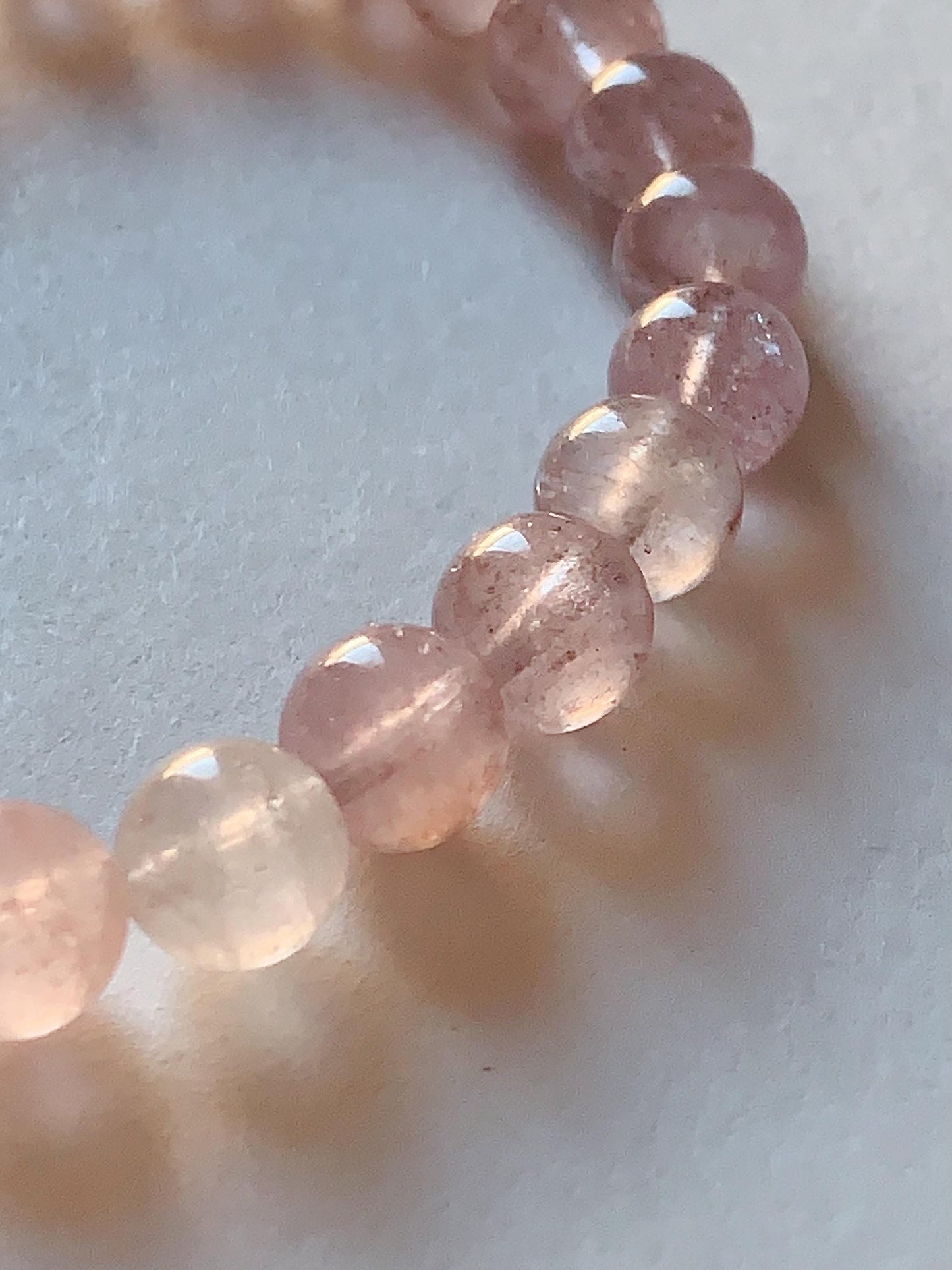 No Dyed AAA+ Transparent Madagascar Natural Light Purple Pink Ice Rose Quartz Stretch Bracelet: Smooth Round Gemstone