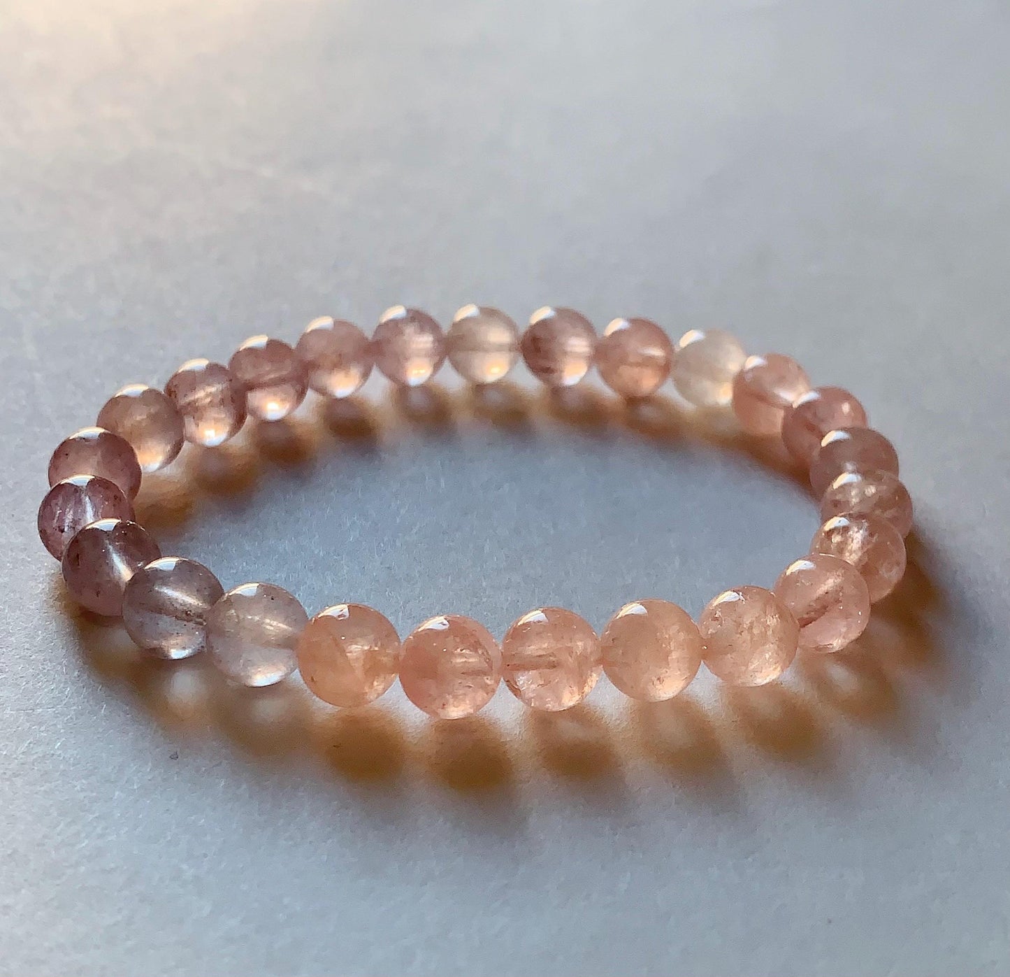No Dyed AAA+ Transparent Madagascar Natural Light Purple Pink Ice Rose Quartz Stretch Bracelet: Smooth Round Gemstone