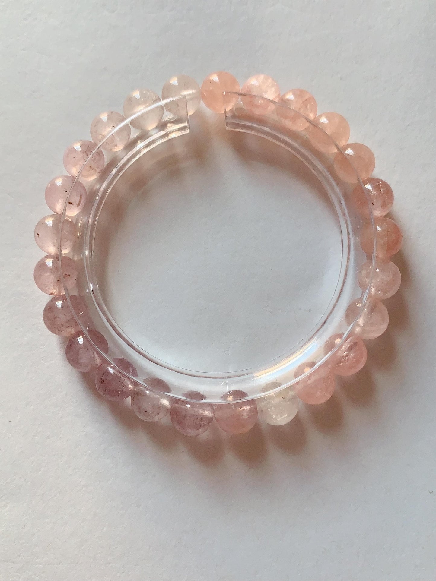 No Dyed AAA+ Transparent Madagascar Natural Light Purple Pink Ice Rose Quartz Stretch Bracelet: Smooth Round Gemstone