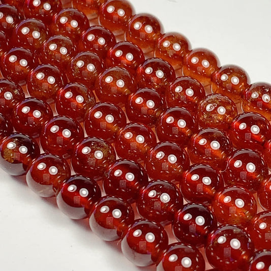 AAA Natural Transparent Orange Hessonite Garnet Smooth Round Beads 15.5" Strand Gemstone Genuine very high quality 6mm