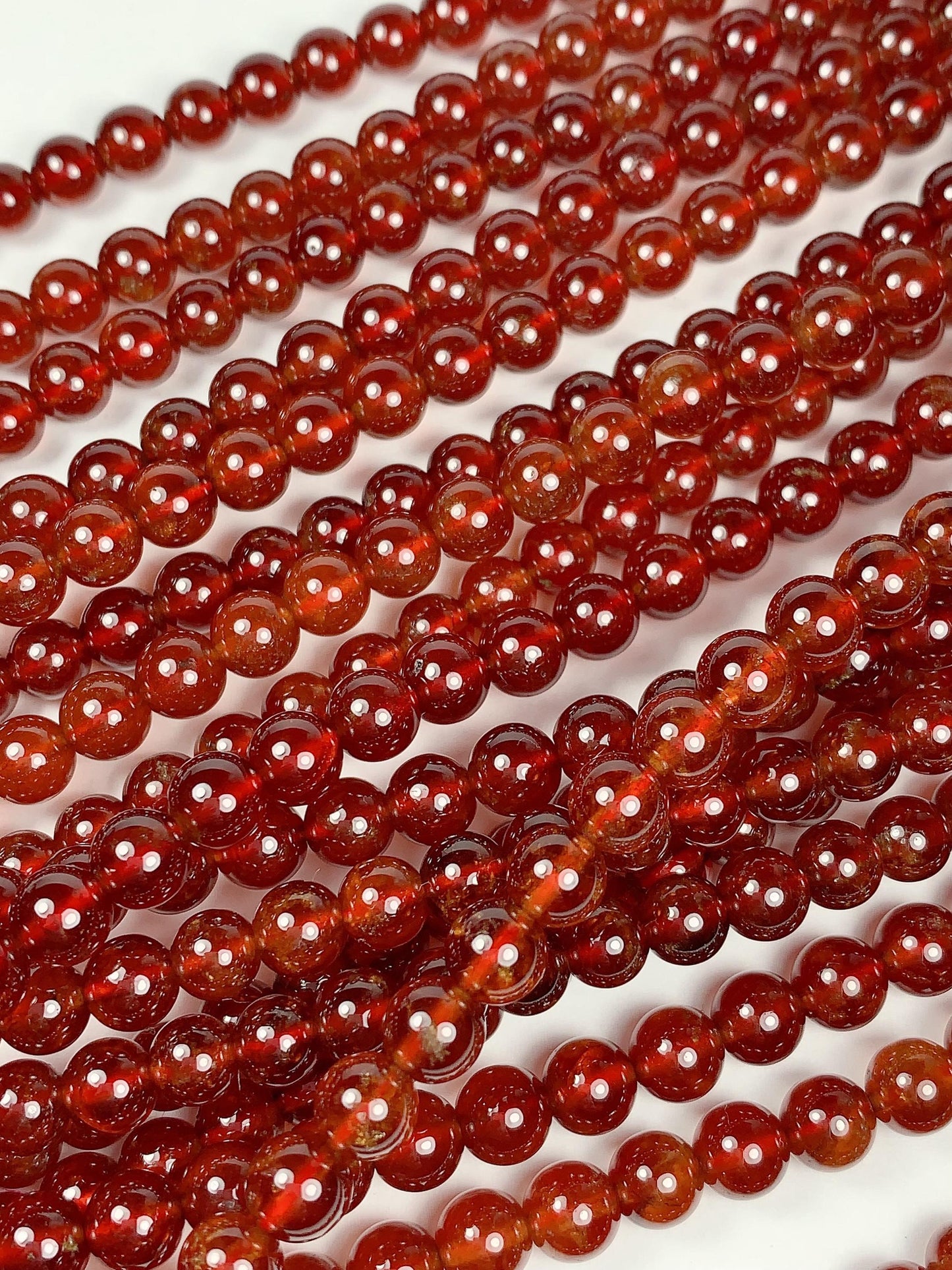 AAA Natural Transparent Orange Hessonite Garnet Smooth Round Beads 15.5" Strand Gemstone Genuine very high quality 6mm