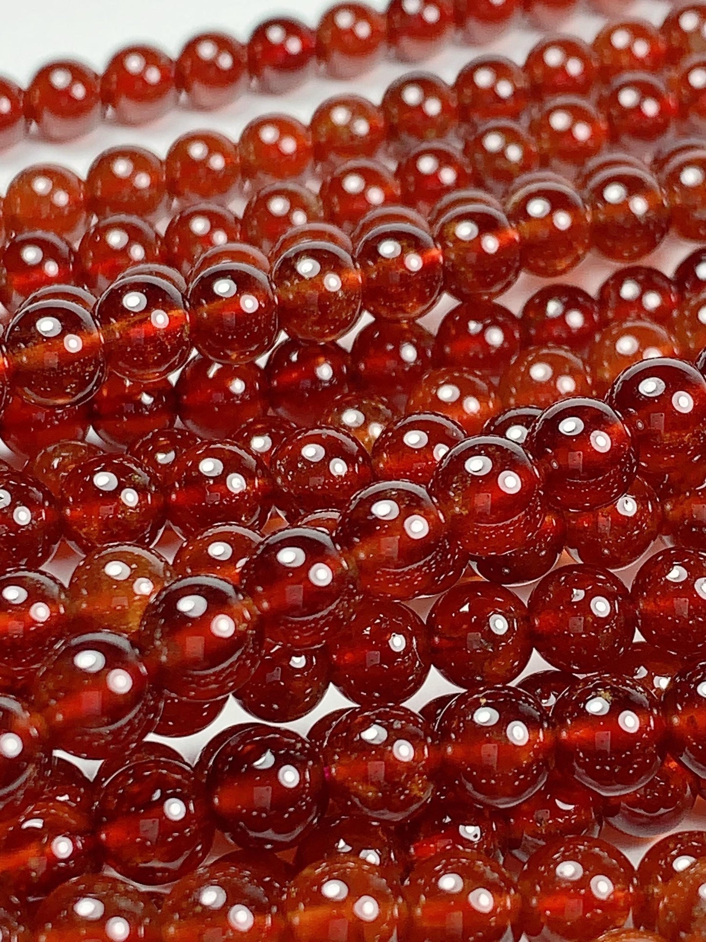 AAA Natural Transparent Orange Hessonite Garnet Smooth Round Beads 15.5" Strand Gemstone Genuine very high quality 6mm
