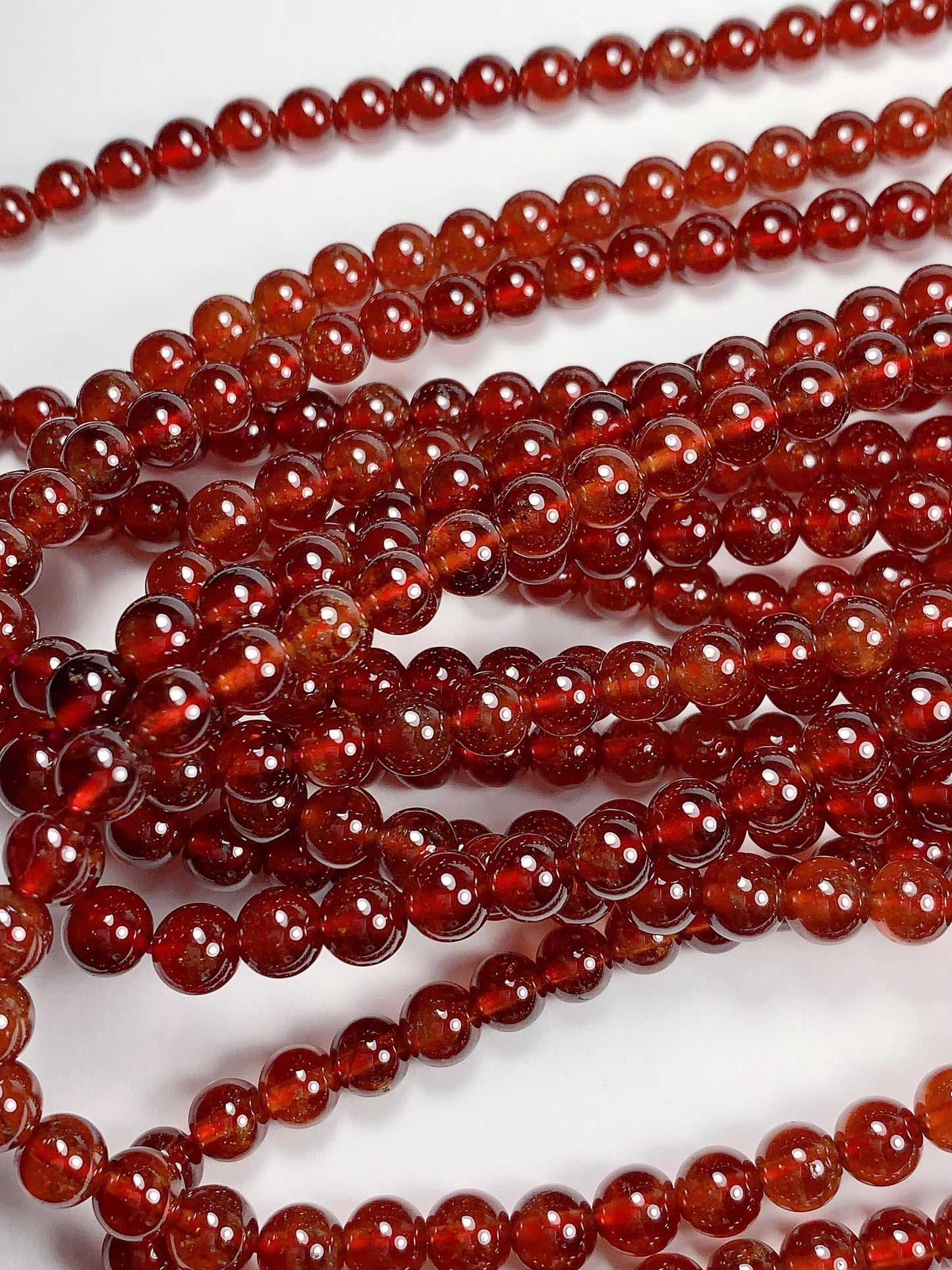 AAA Natural Transparent Orange Hessonite Garnet Smooth Round Beads 15.5" Strand Gemstone Genuine very high quality 6mm