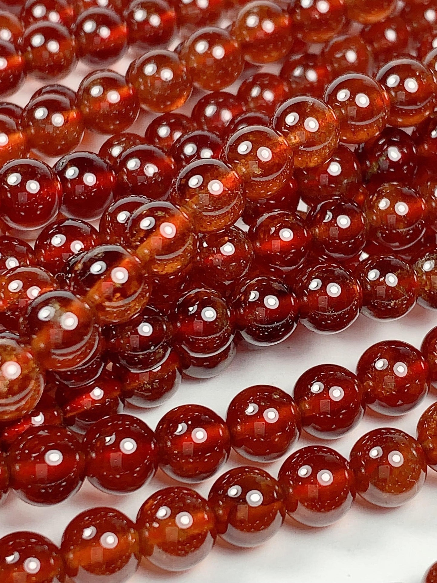 AAA Natural Transparent Orange Hessonite Garnet Smooth Round Beads 15.5" Strand Gemstone Genuine very high quality 6mm