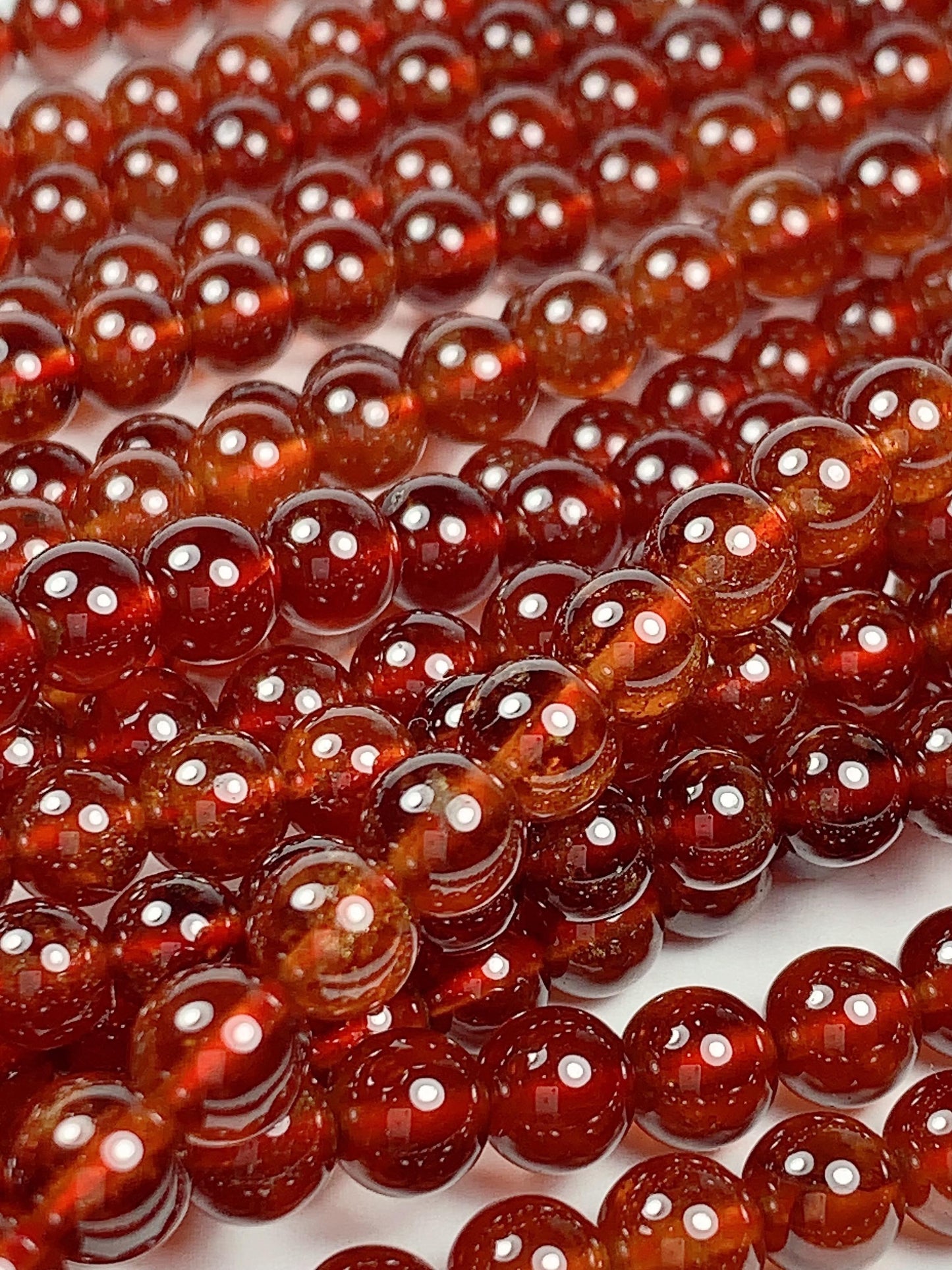 AAA Natural Transparent Orange Hessonite Garnet Smooth Round Beads 15.5" Strand Gemstone Genuine very high quality 6mm