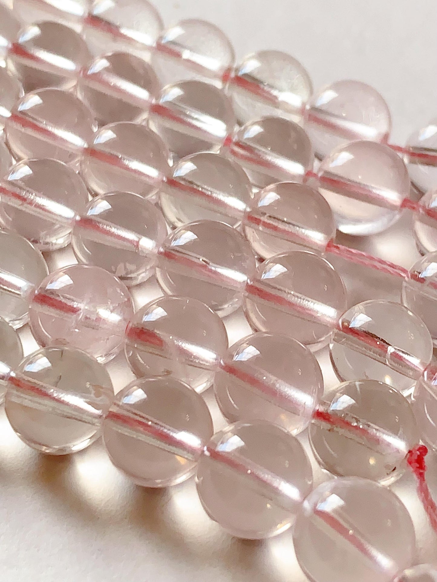 AAA Natural Transparent Light Pink Phantom  Quartz Smooth Round Beads 15.5 strand Gemstone 8mm