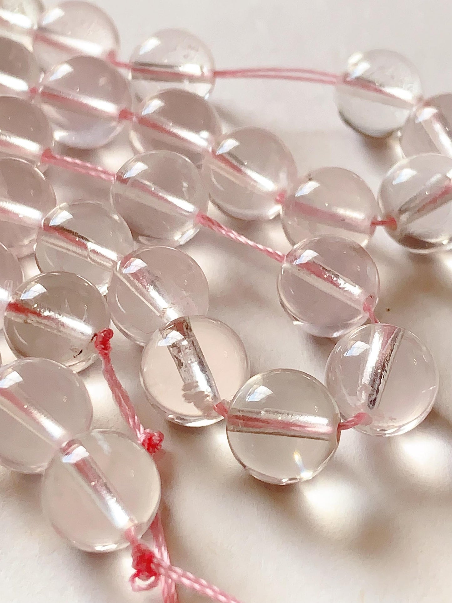 AAA Natural Transparent Light Pink Phantom  Quartz Smooth Round Beads 15.5 strand Gemstone 8mm