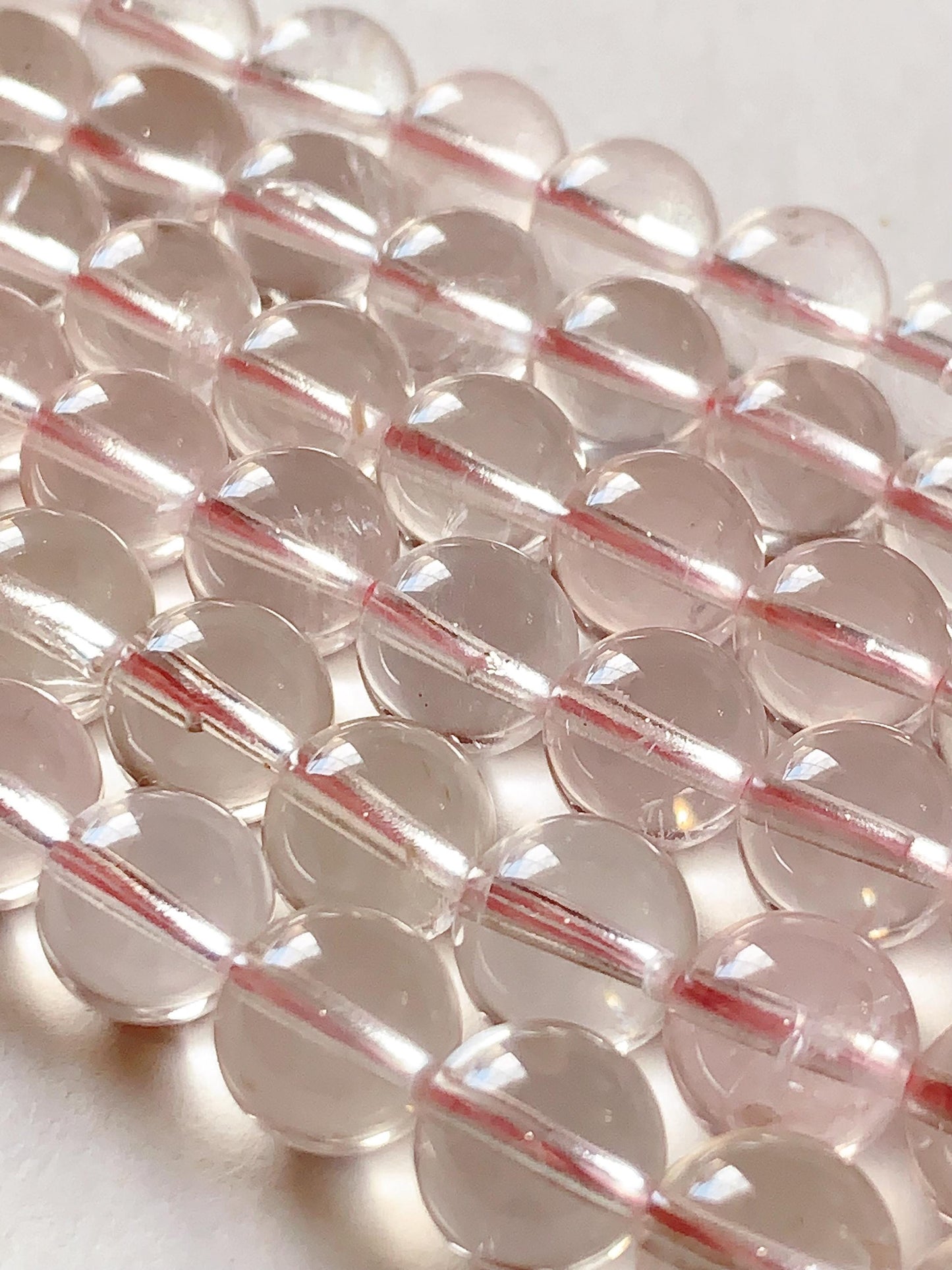 AAA Natural Transparent Light Pink Phantom  Quartz Smooth Round Beads 15.5 strand Gemstone 8mm