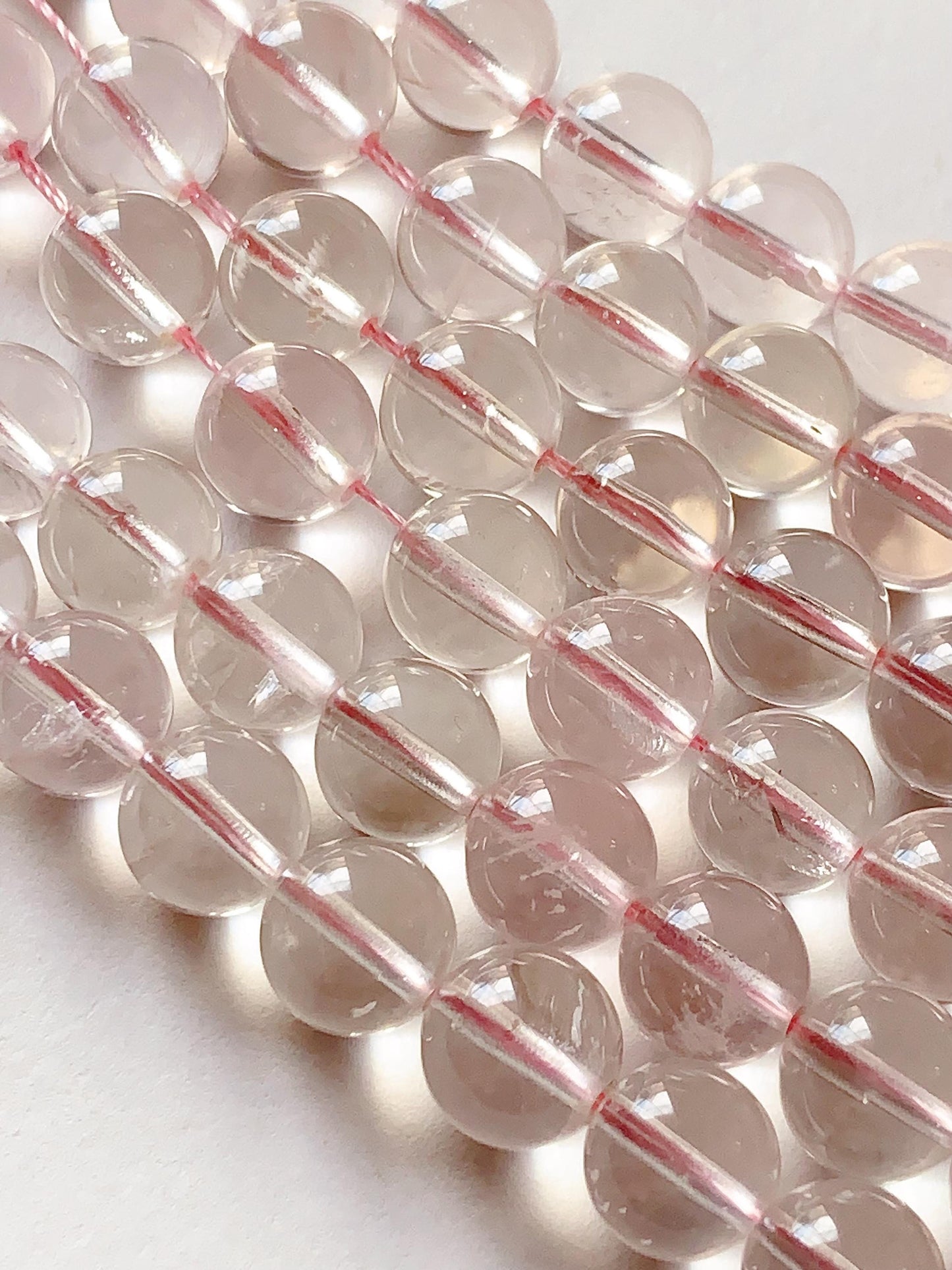 AAA Natural Transparent Light Pink Phantom  Quartz Smooth Round Beads 15.5 strand Gemstone 8mm