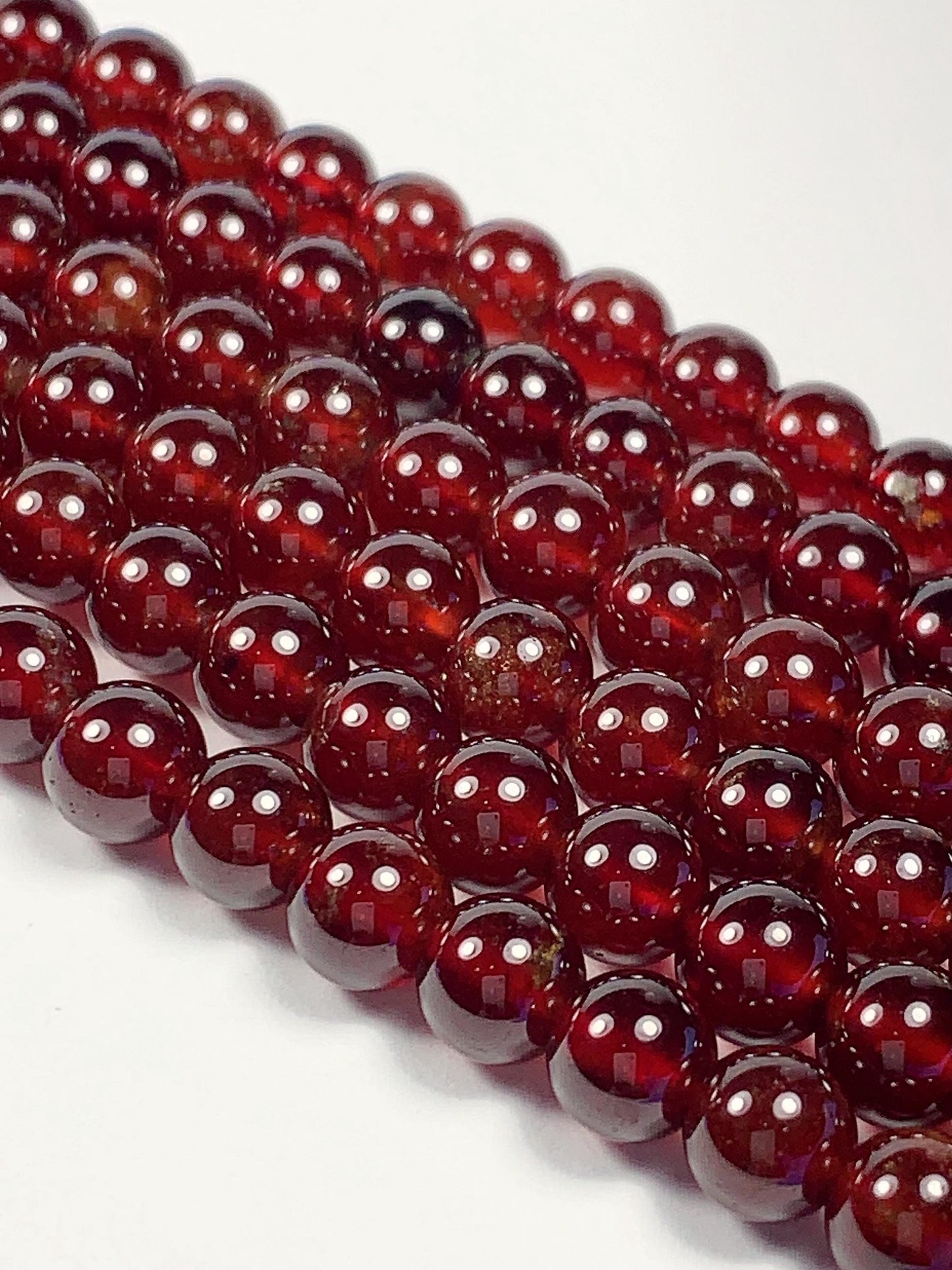 AAA Natural Translucent Deep Orange Red  Hessonite Garnet Smooth Round Beads 15.5" Strand Gemstone Genuine very high quality 6mm