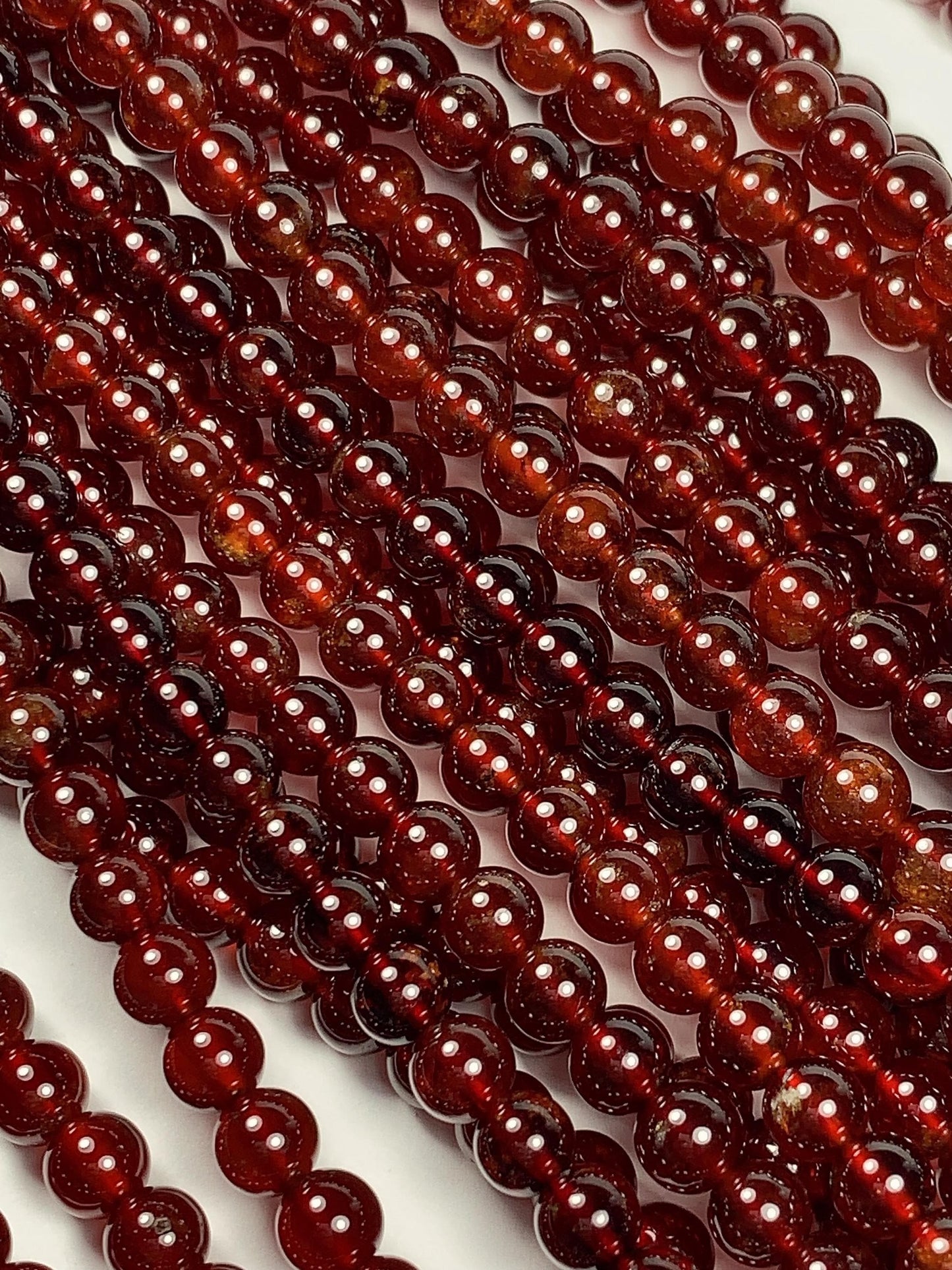AAA Natural Translucent Deep Orange Red  Hessonite Garnet Smooth Round Beads 15.5" Strand Gemstone Genuine very high quality 6mm