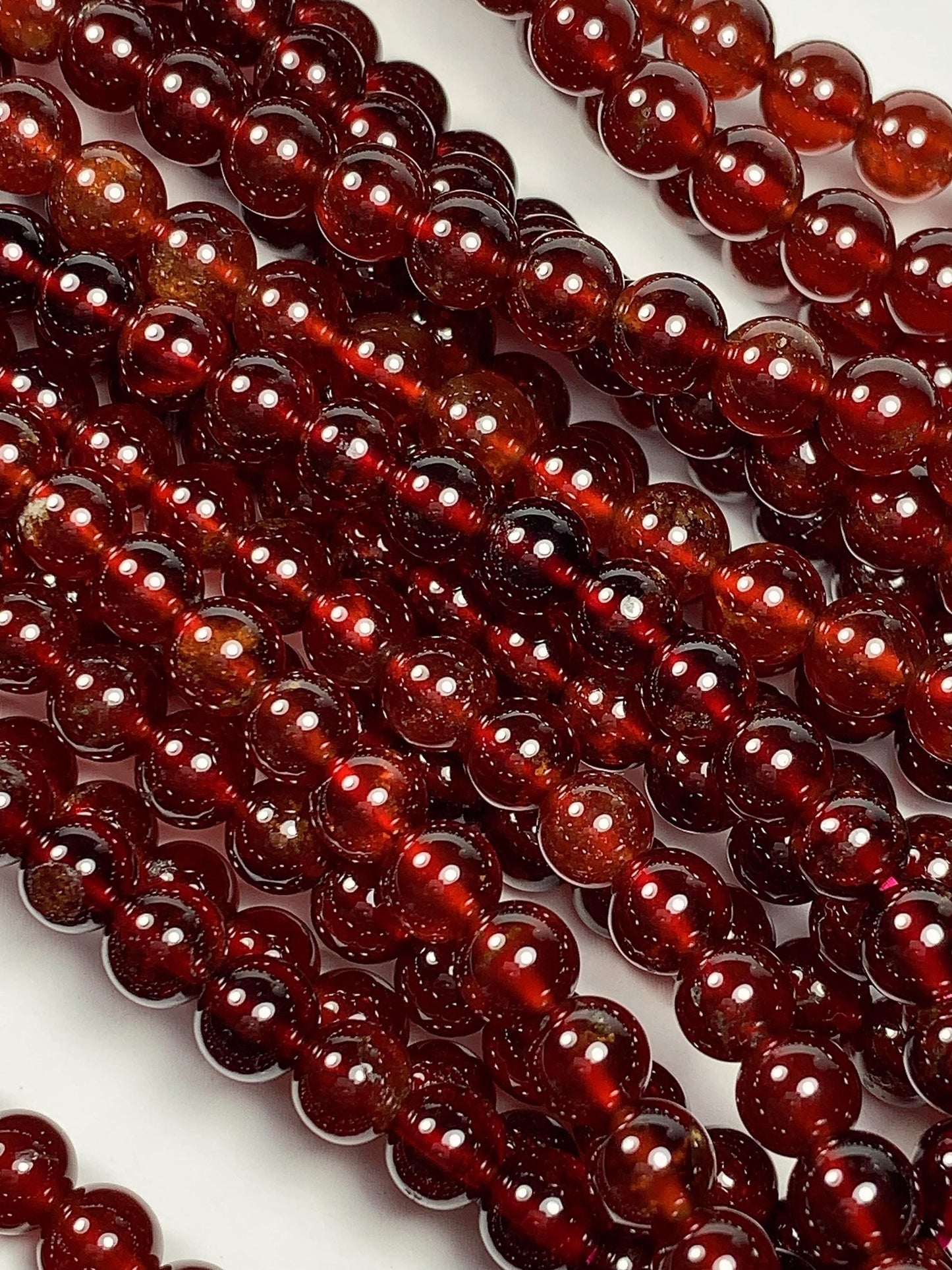 AAA Natural Translucent Deep Orange Red  Hessonite Garnet Smooth Round Beads 15.5" Strand Gemstone Genuine very high quality 6mm