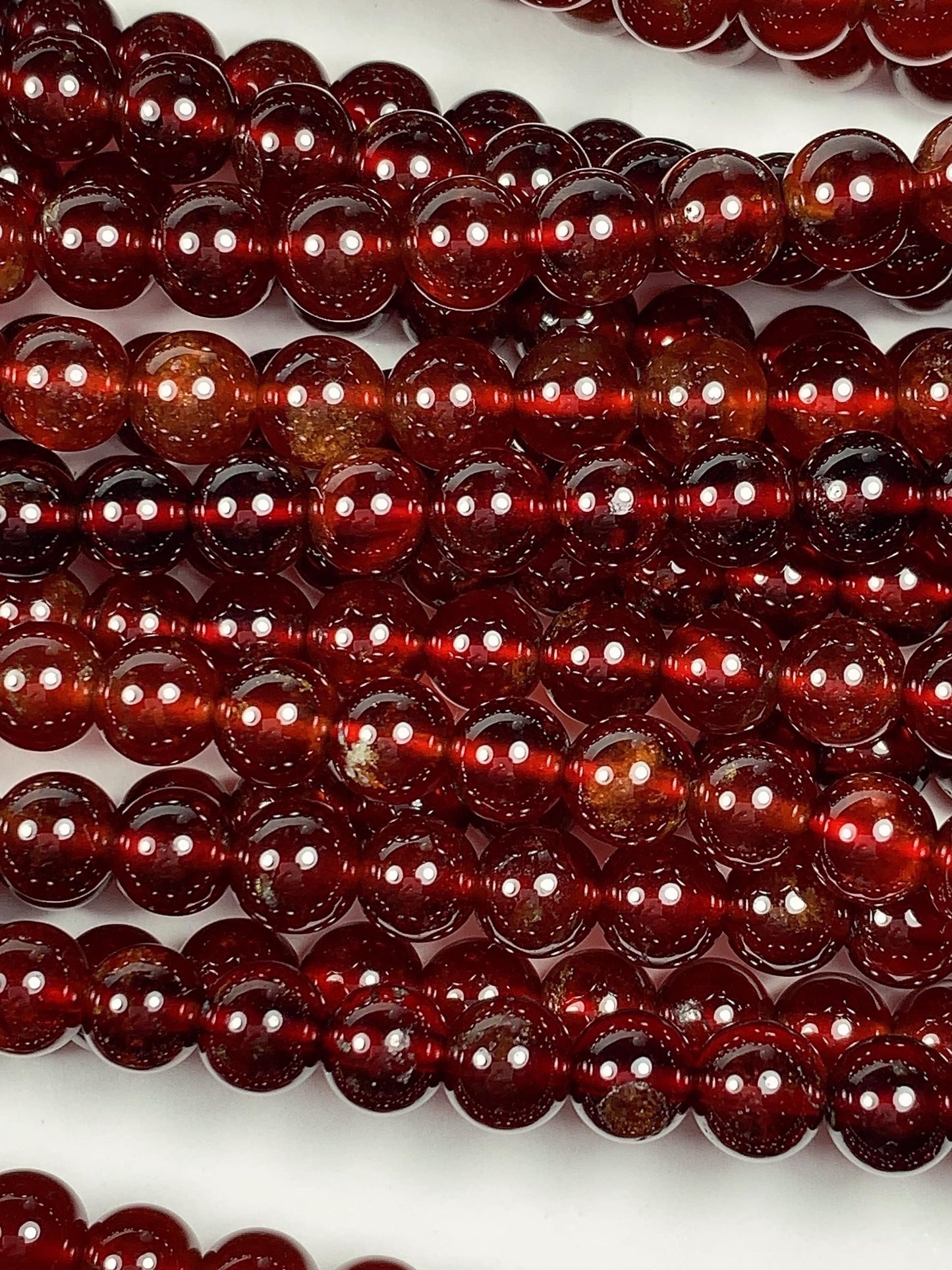 AAA Natural Translucent Deep Orange Red  Hessonite Garnet Smooth Round Beads 15.5" Strand Gemstone Genuine very high quality 6mm