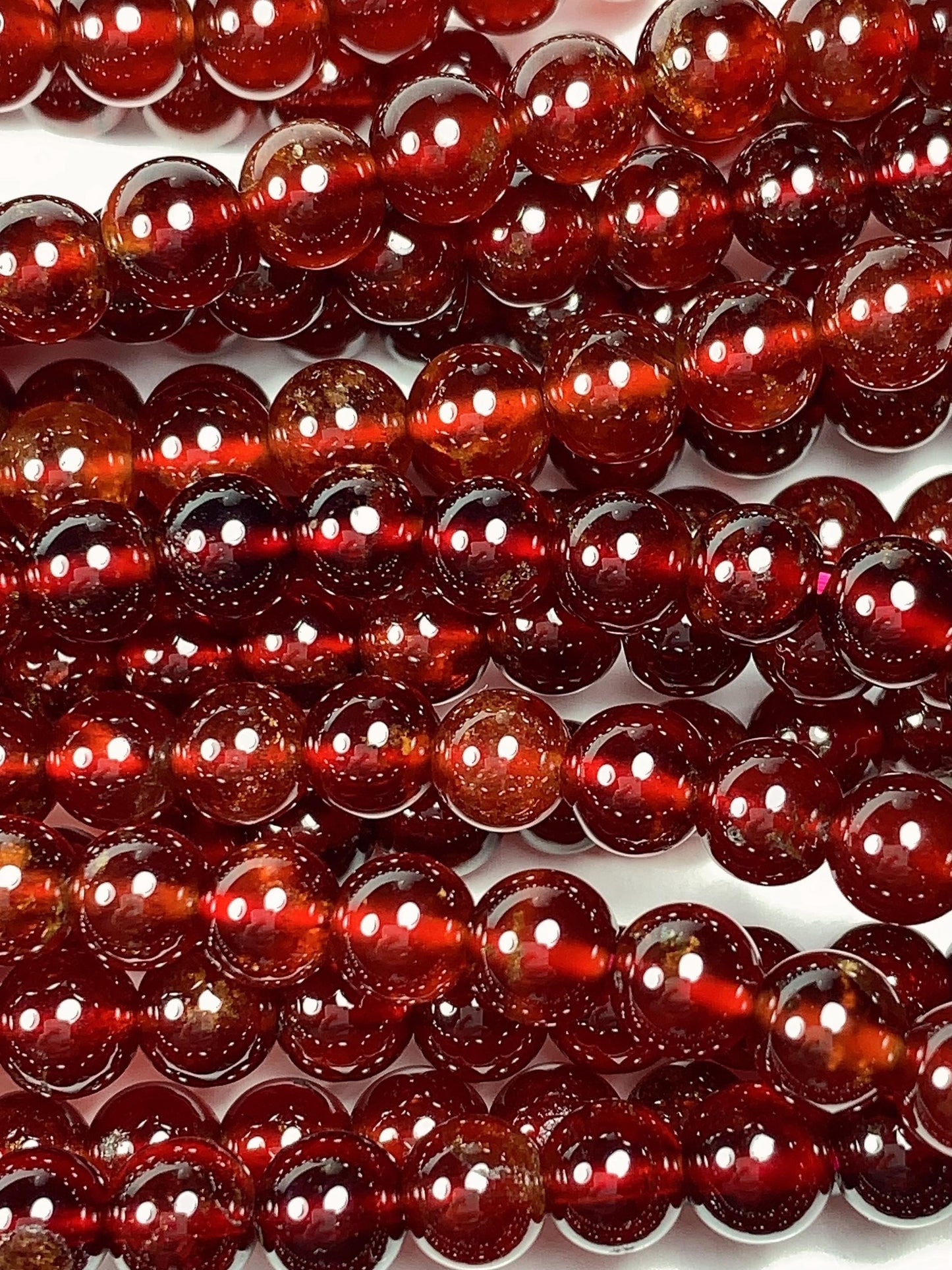 AAA Natural Translucent Deep Orange Red  Hessonite Garnet Smooth Round Beads 15.5" Strand Gemstone Genuine very high quality 6mm