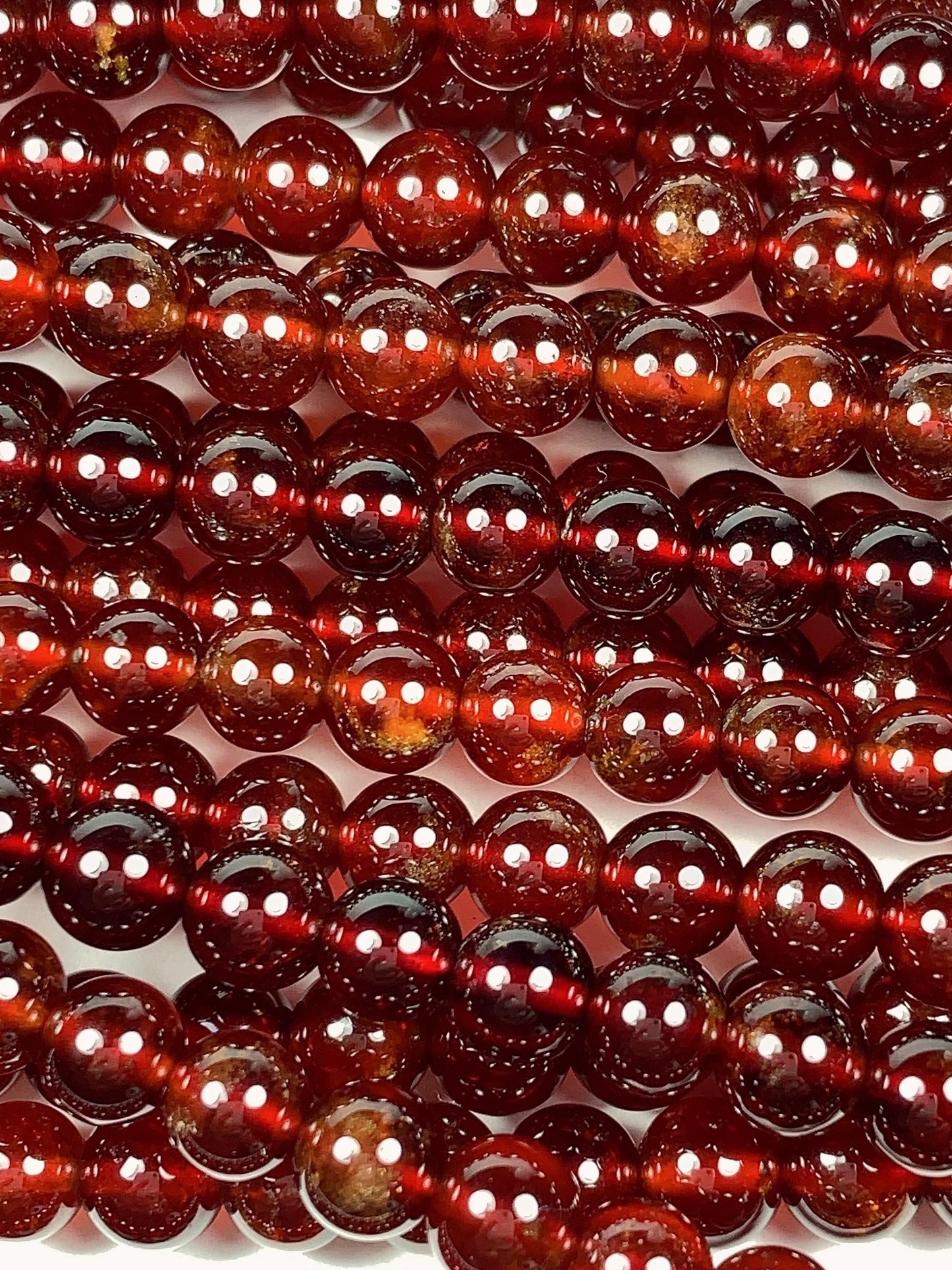 AAA Natural Translucent Deep Orange Red  Hessonite Garnet Smooth Round Beads 15.5" Strand Gemstone Genuine very high quality 6mm