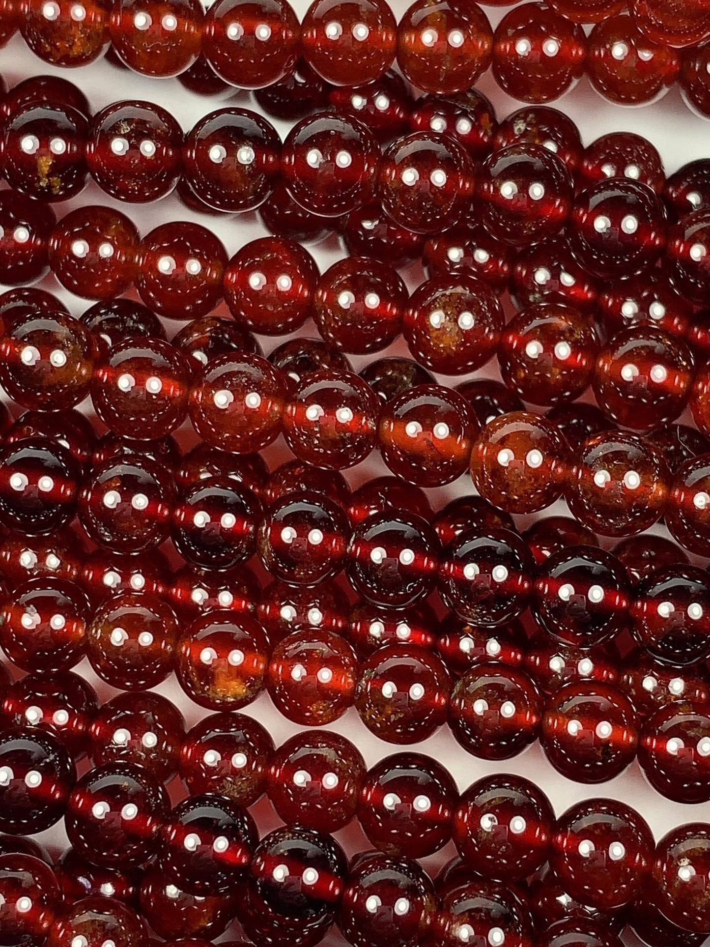 AAA Natural Translucent Deep Orange Red  Hessonite Garnet Smooth Round Beads 15.5" Strand Gemstone Genuine very high quality 6mm
