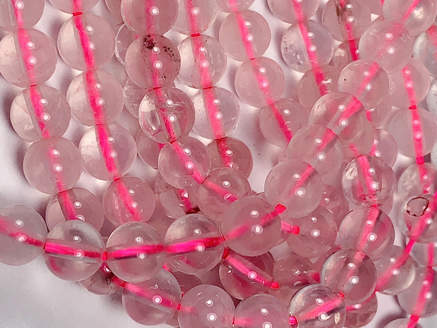 Natural Transparent Light Pink Rose Quartz Smooth Round Beads 15.5 strand Gemstone