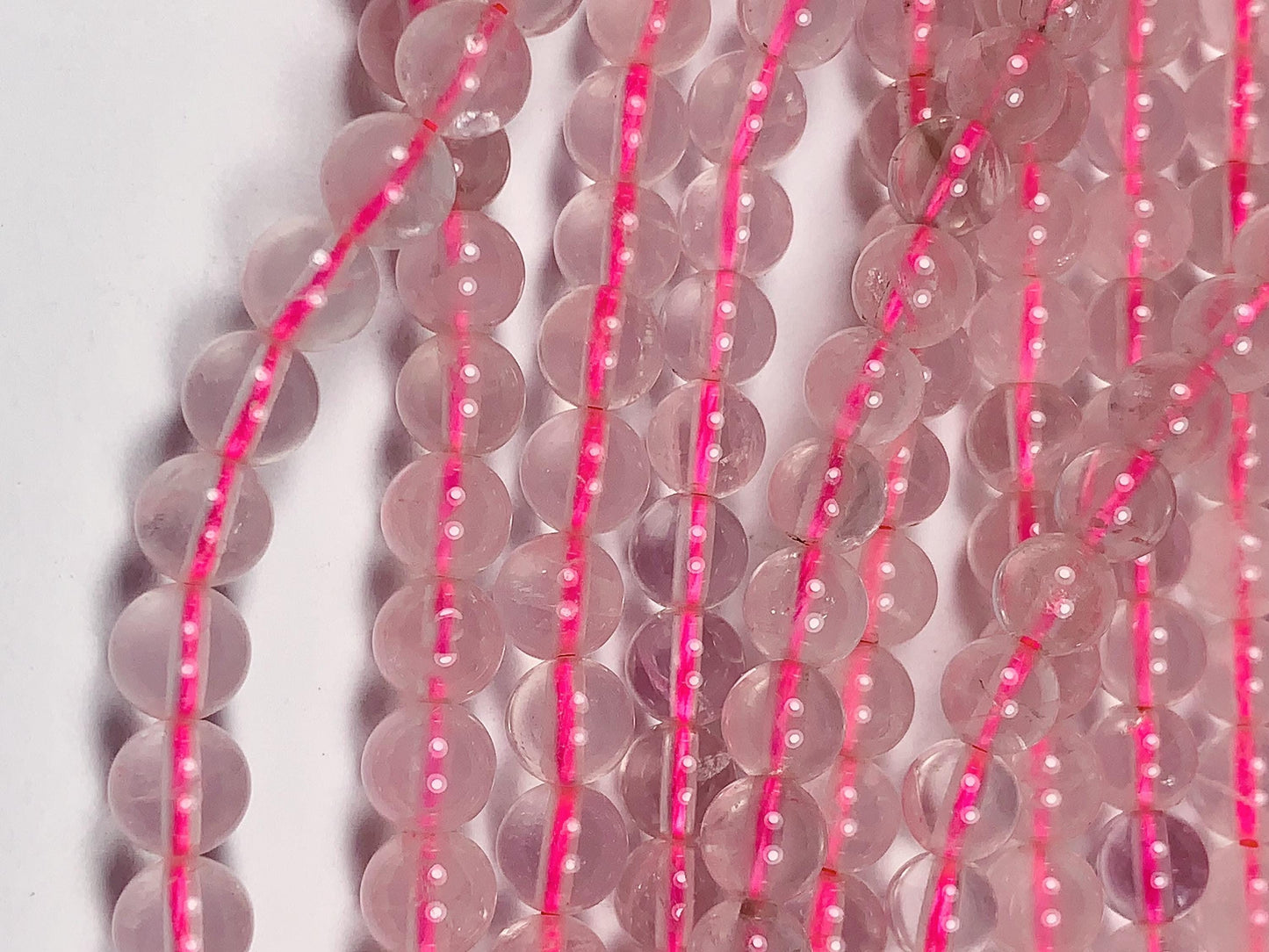 Natural Transparent Light Pink Rose Quartz Smooth Round Beads 15.5 strand Gemstone