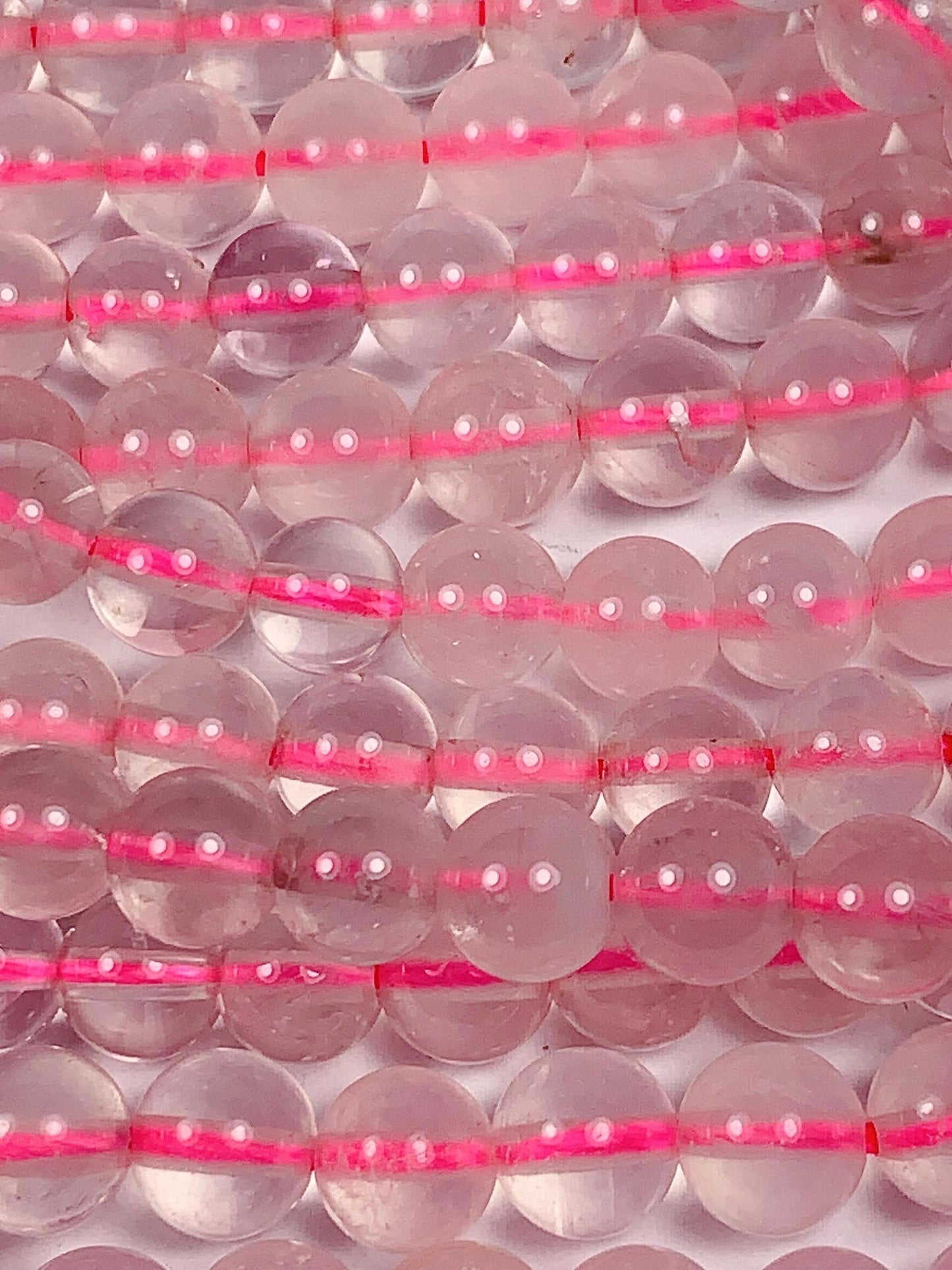 Natural Transparent Light Pink Rose Quartz Smooth Round Beads 15.5 strand Gemstone