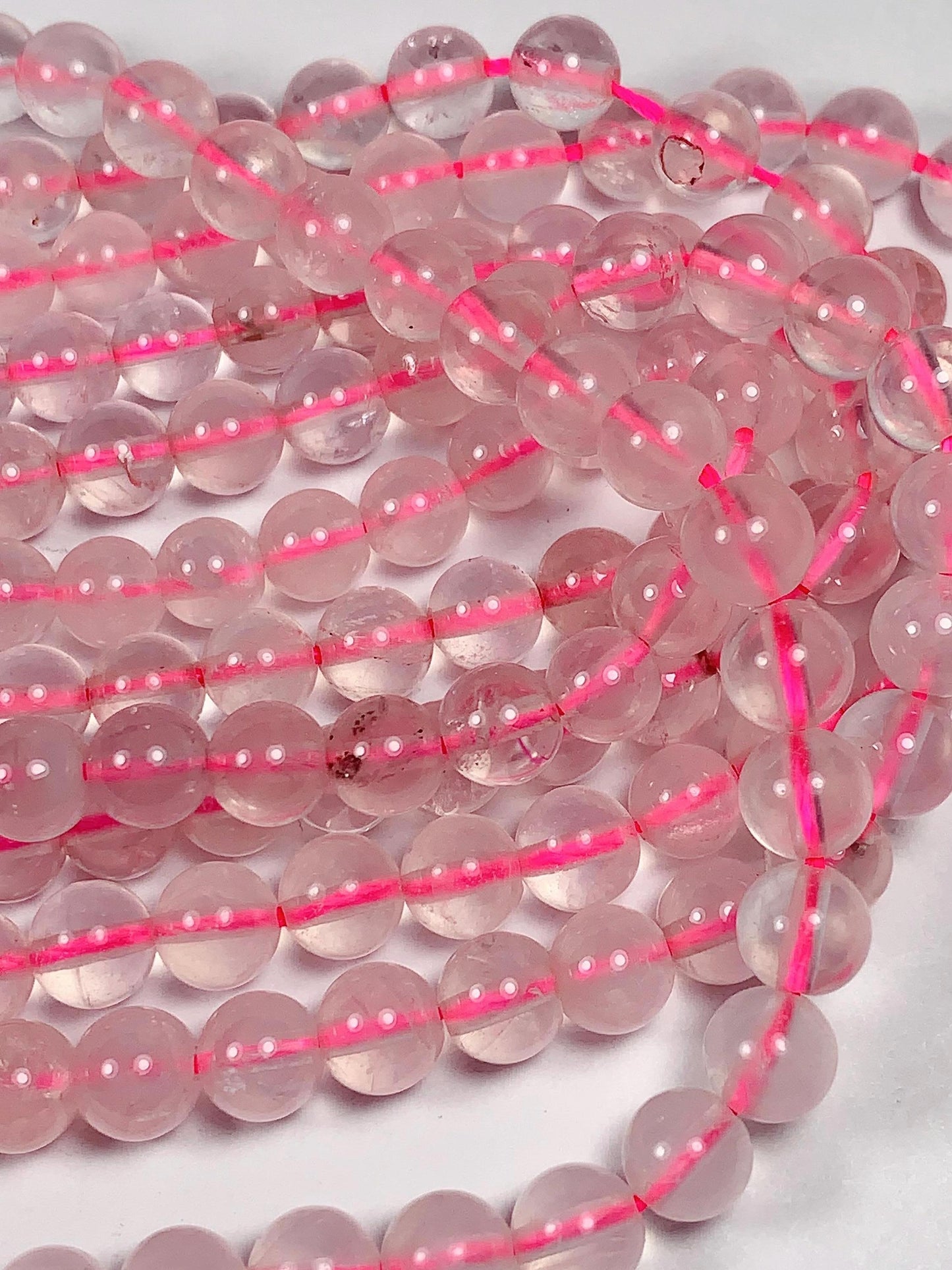 Natural Transparent Light Pink Rose Quartz Smooth Round Beads 15.5 strand Gemstone