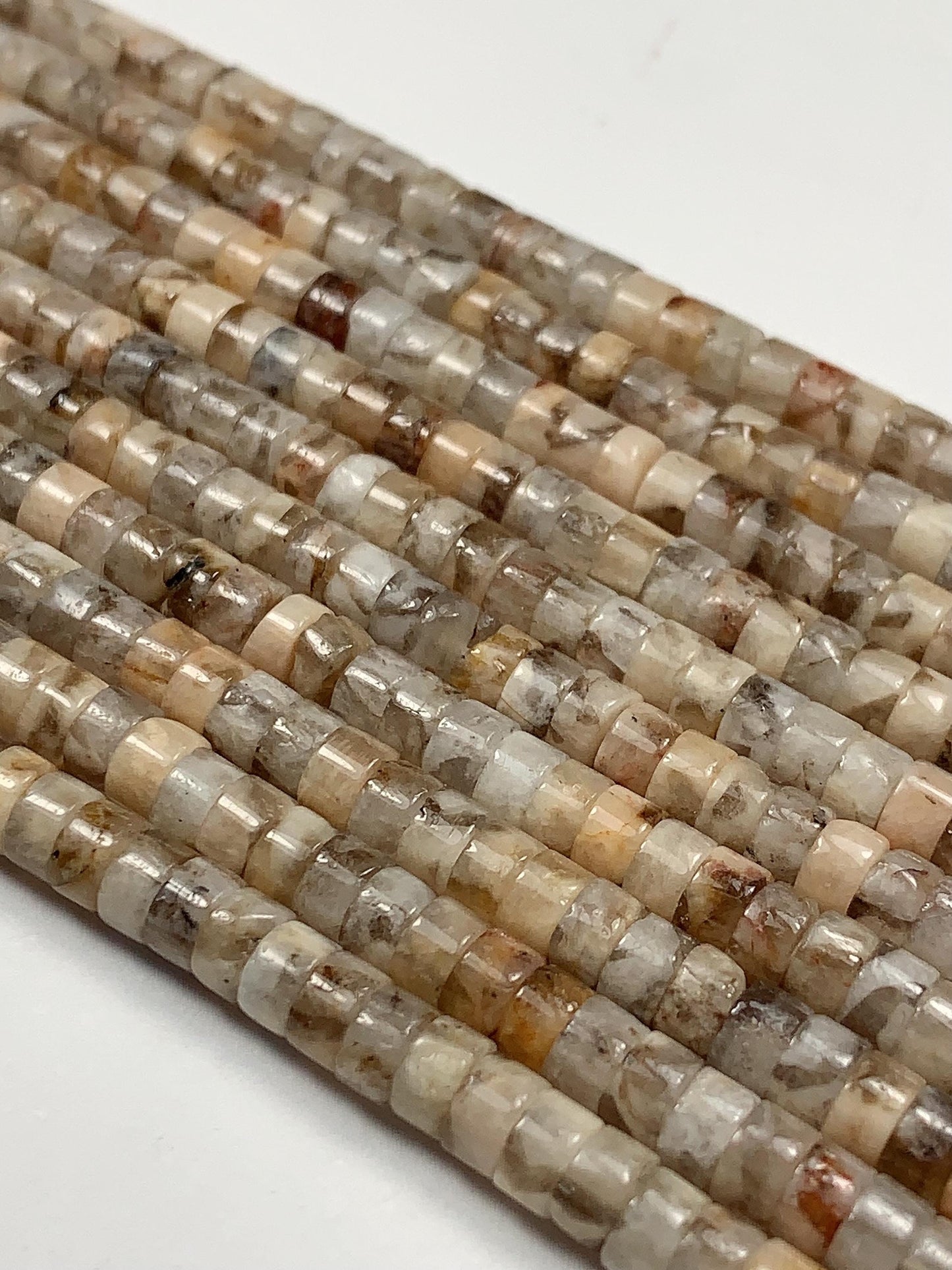 2x4mm Natural Brown Labradorite Heishi Disc Beads 15" Strand