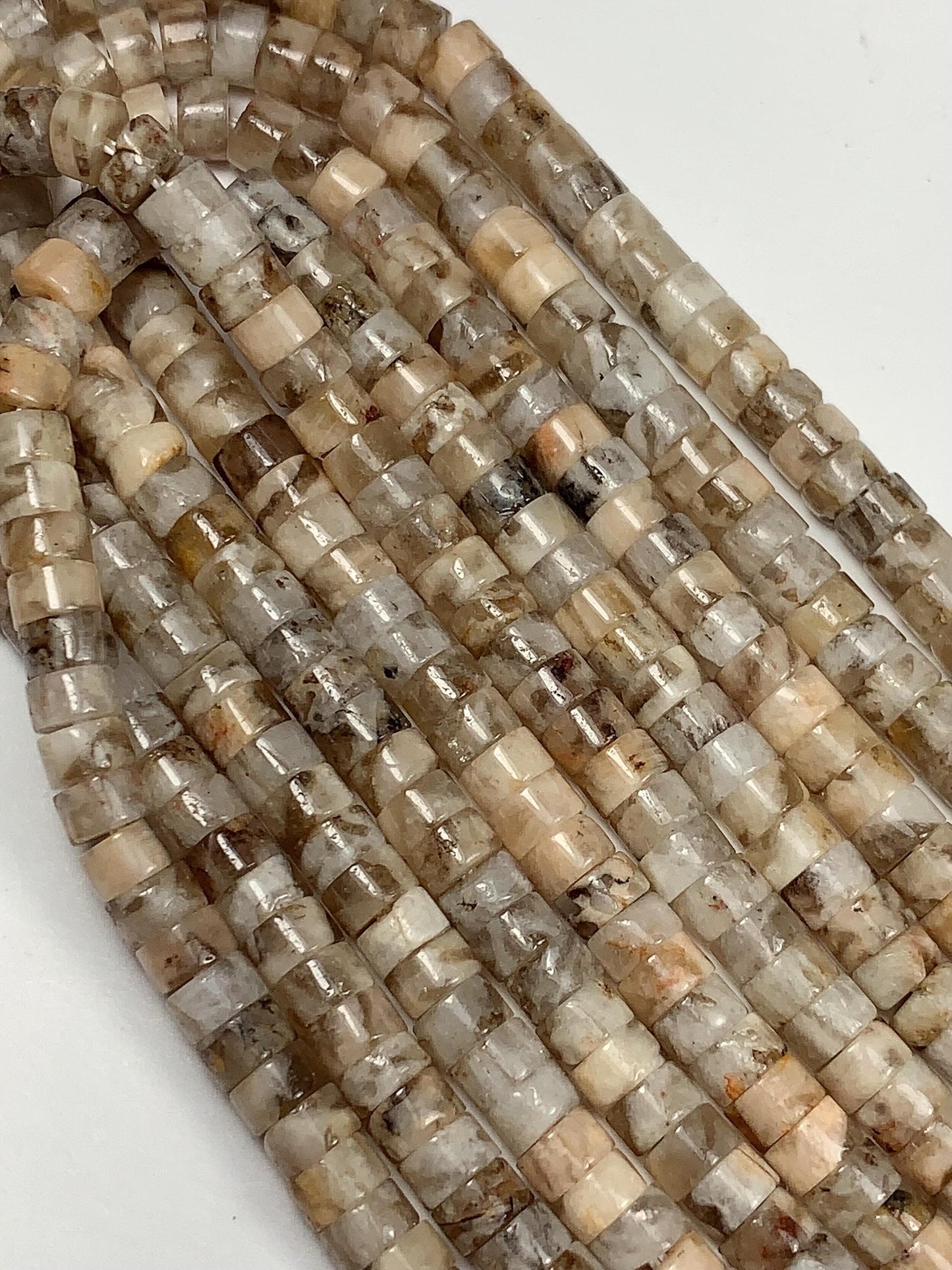 2x4mm Natural Brown Labradorite Heishi Disc Beads 15" Strand