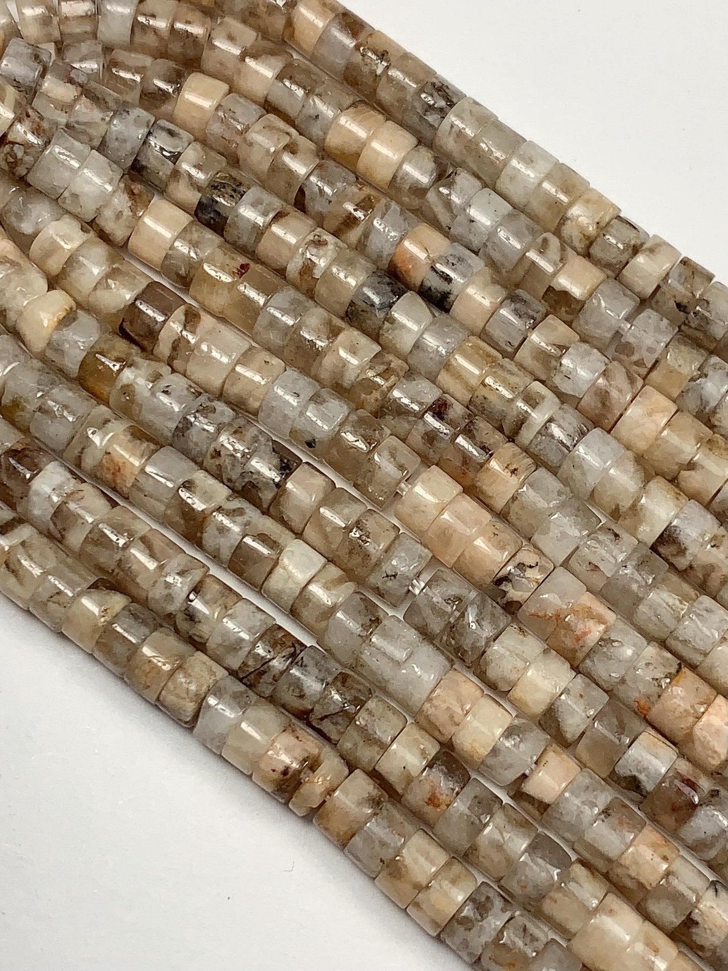 2x4mm Natural Brown Labradorite Heishi Disc Beads 15" Strand