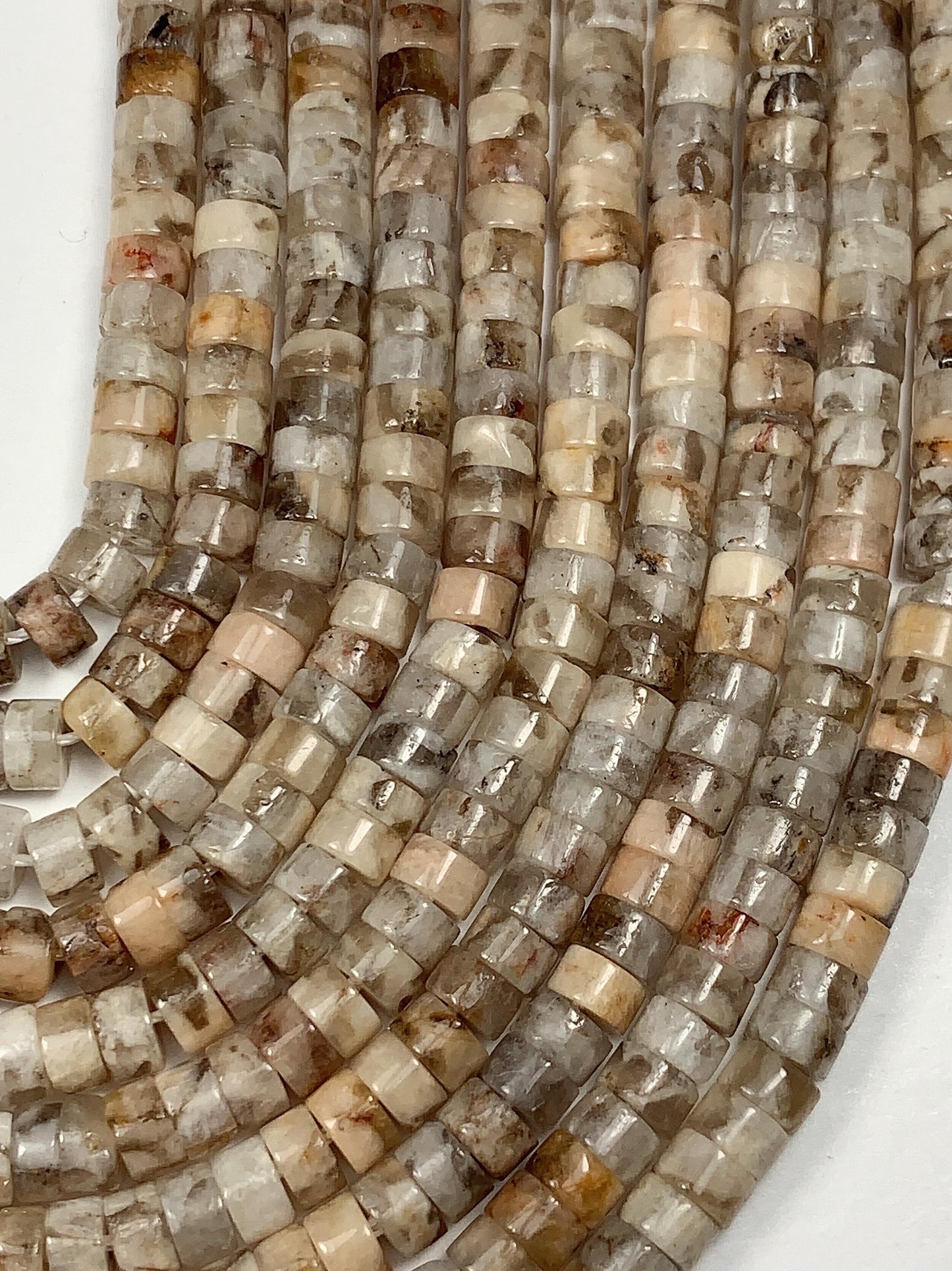2x4mm Natural Brown Labradorite Heishi Disc Beads 15" Strand