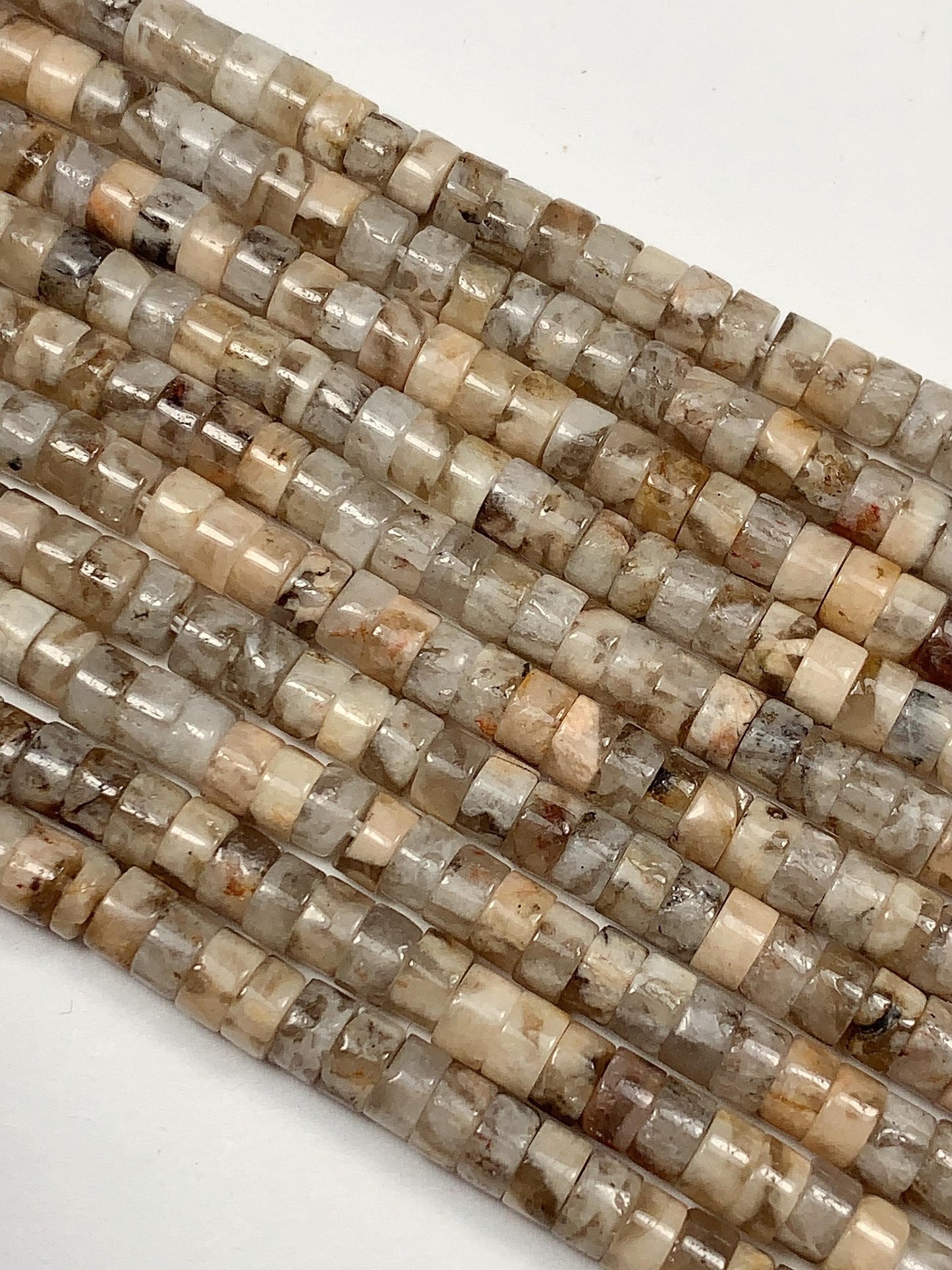 2x4mm Natural Brown Labradorite Heishi Disc Beads 15" Strand