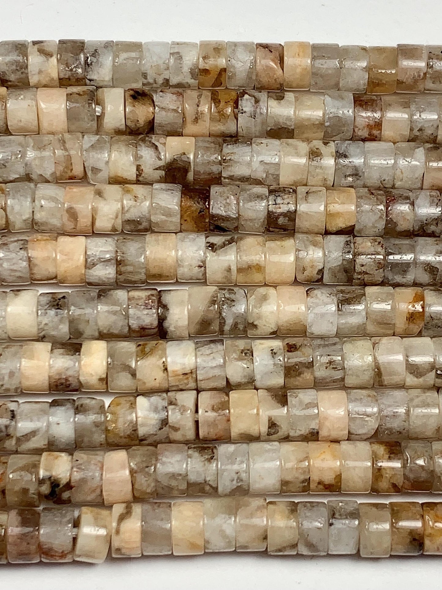 2x4mm Natural Brown Labradorite Heishi Disc Beads 15" Strand