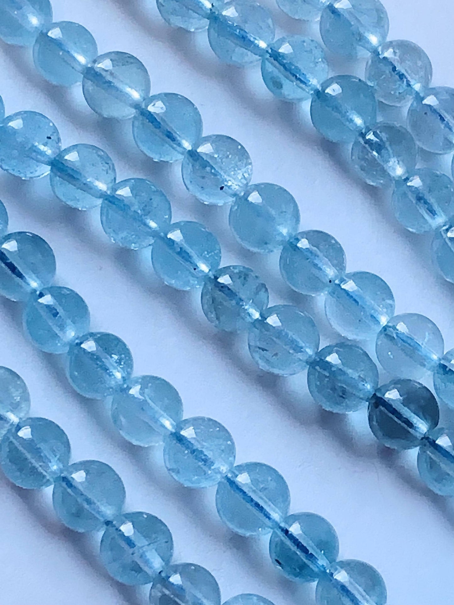 6mm Natural Transparent Sky Blue Topaz  Smooth Round Beads 15.5 strand Gemstone