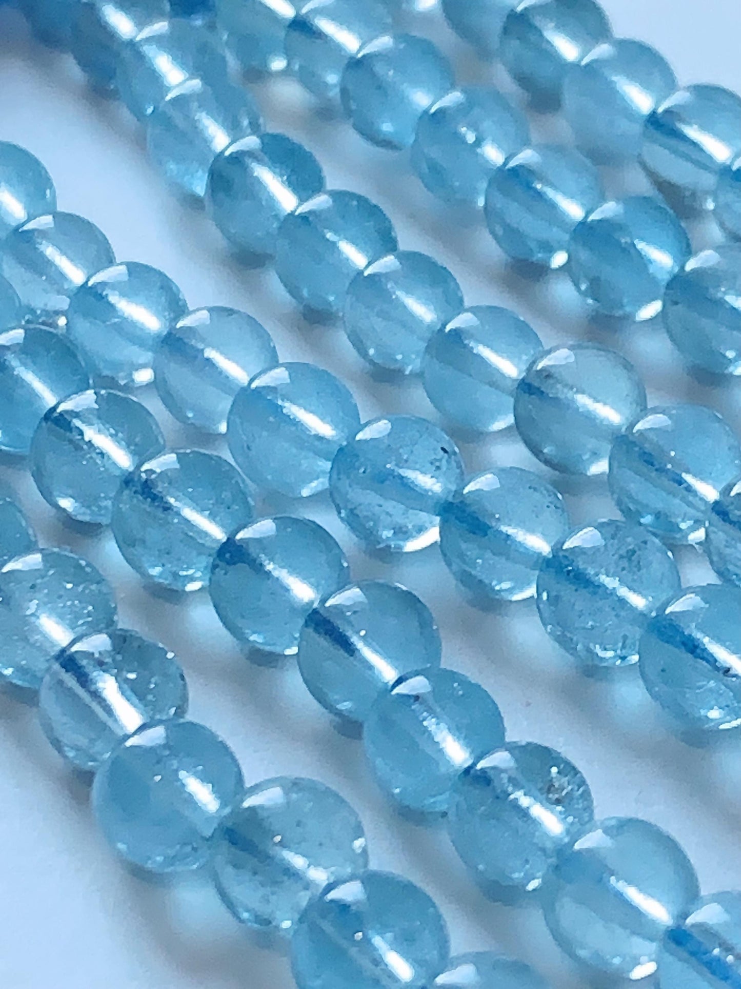 6mm Natural Transparent Sky Blue Topaz  Smooth Round Beads 15.5 strand Gemstone