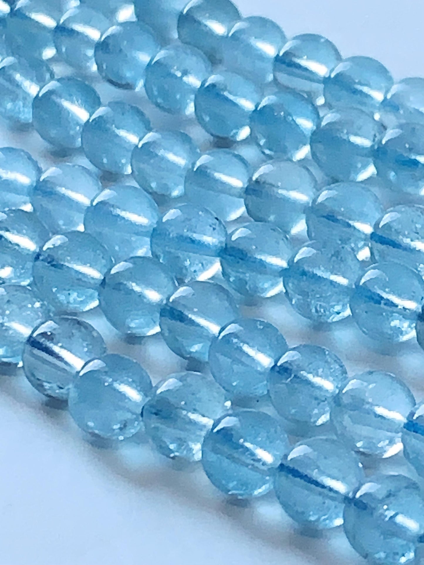 6mm Natural Transparent Sky Blue Topaz  Smooth Round Beads 15.5 strand Gemstone