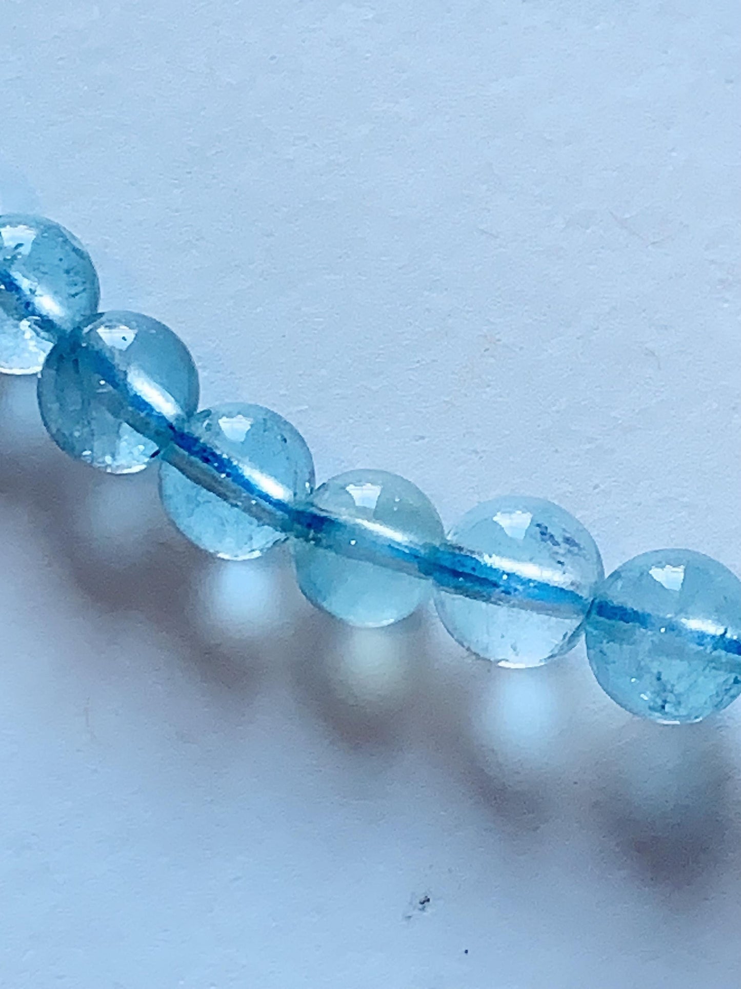 Natural Sky Blue Topaz Smooth Round Beads Stretch Bracelet Gemstone January Birthstone