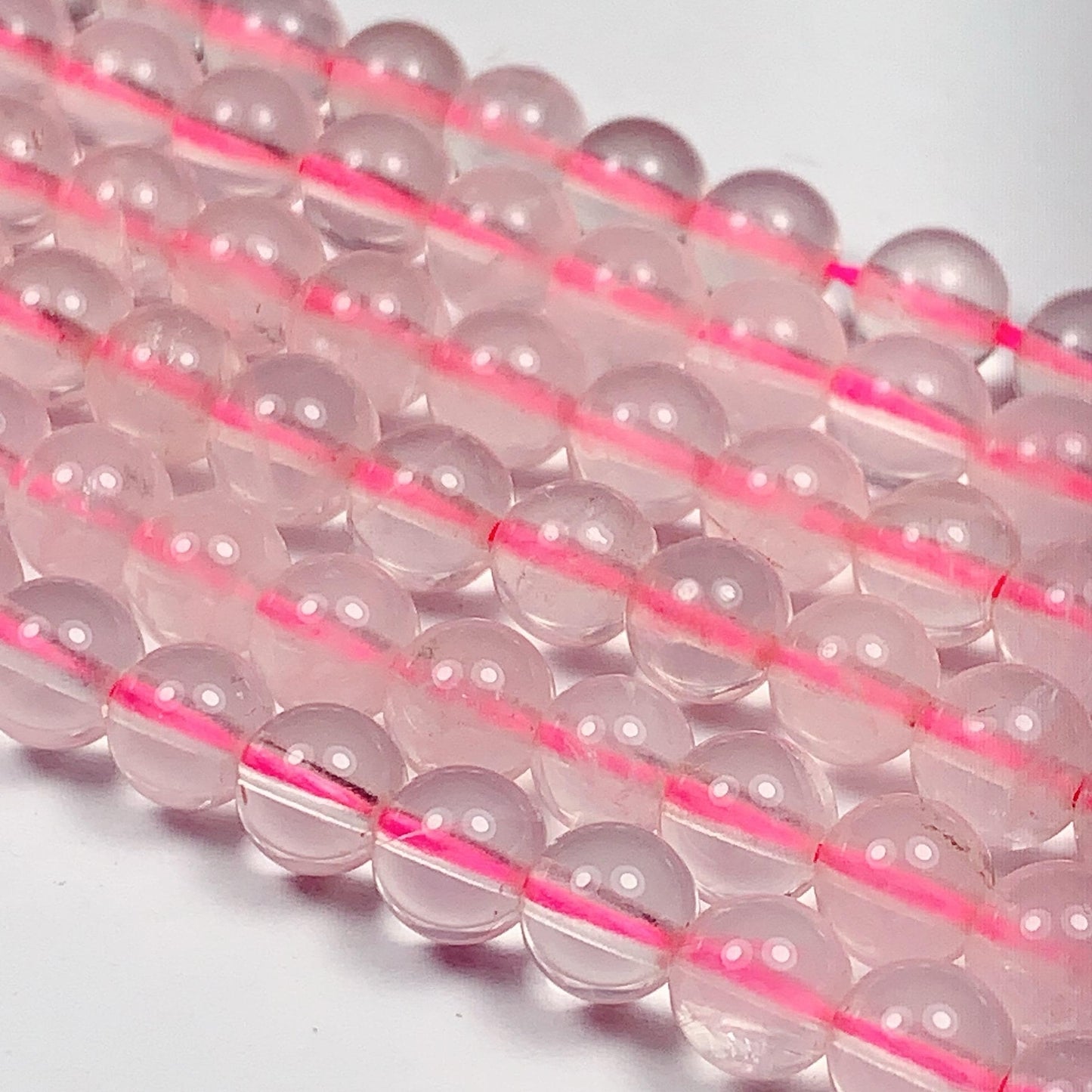 Natural Transparent Light Pink Rose Quartz Smooth Round Beads 15.5 strand Gemstone