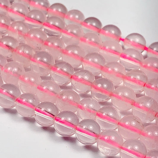 Natural Transparent Light Pink Rose Quartz Smooth Round Beads 15.5 strand Gemstone
