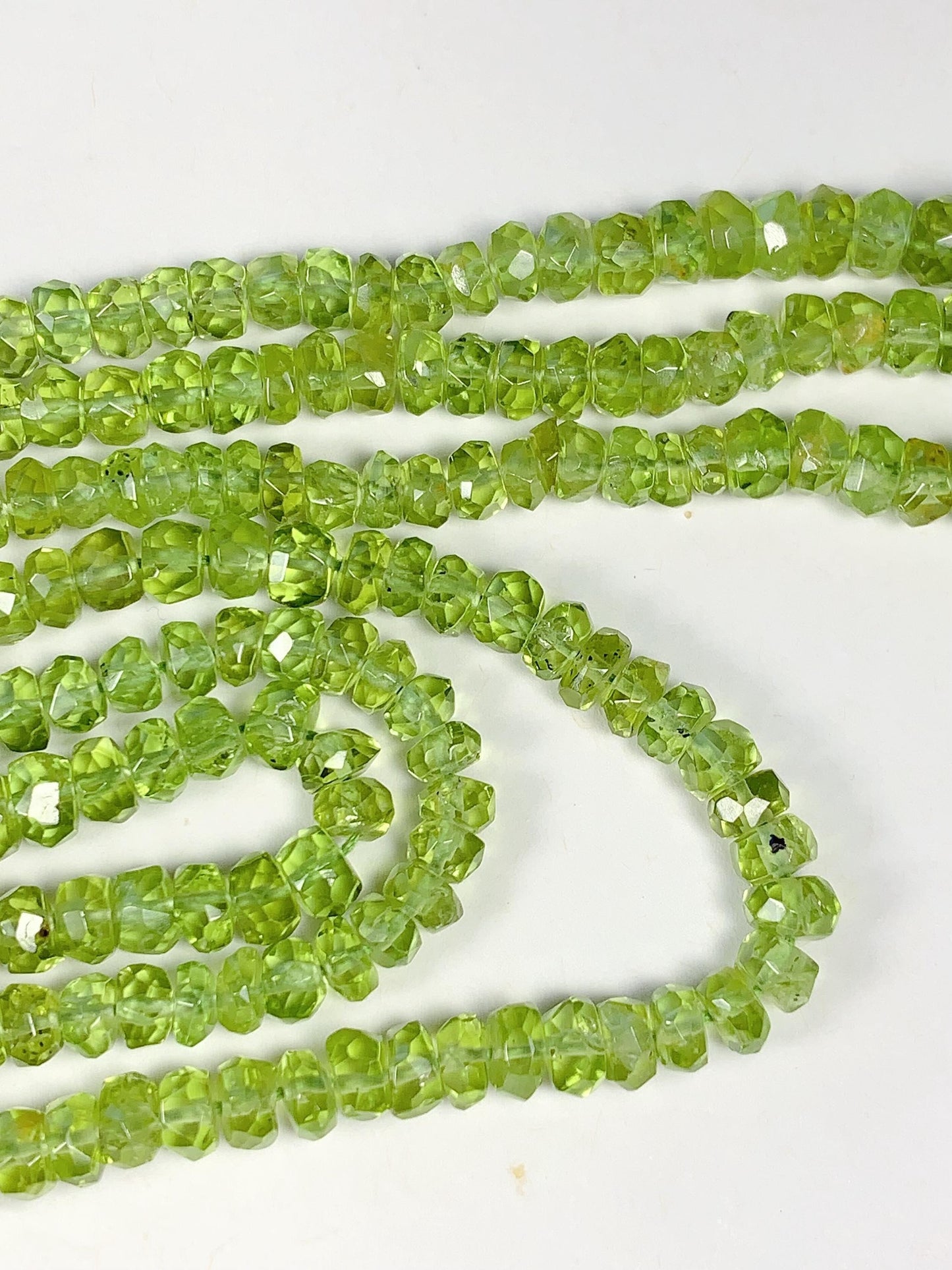 4.5 mm AAA Green Peridot Faceted Rondelle Beads 15" Strand