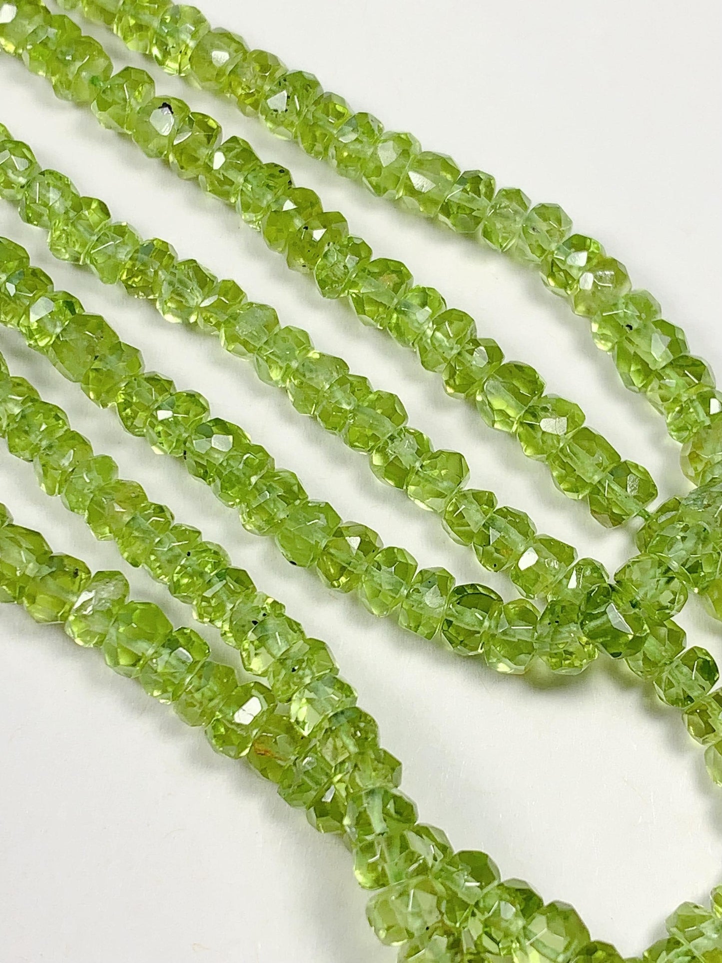 4.5 mm AAA Green Peridot Faceted Rondelle Beads 15" Strand