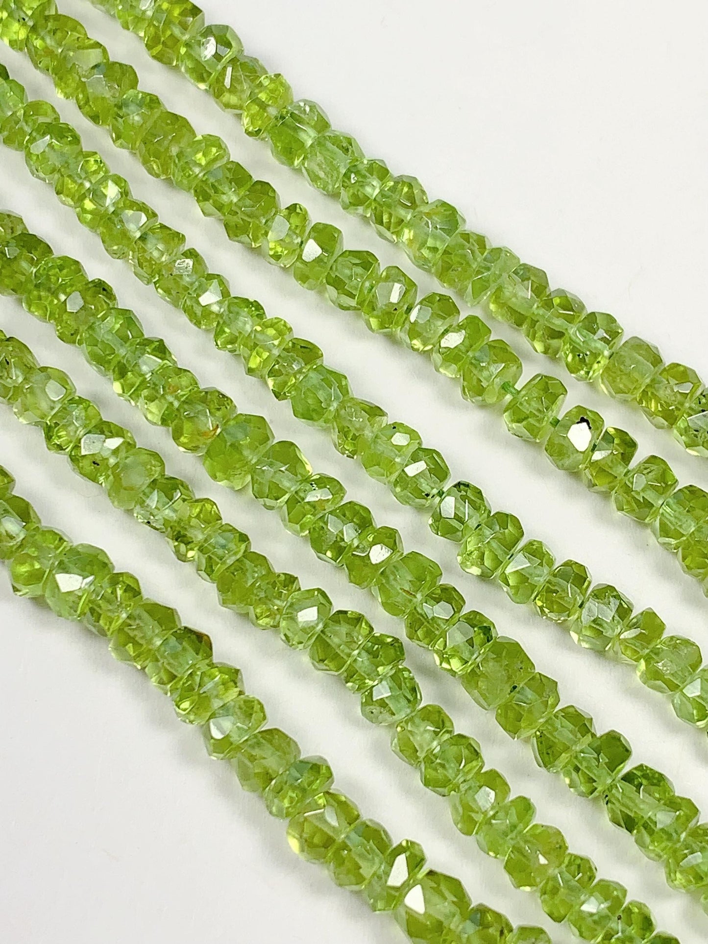 4.5 mm AAA Green Peridot Faceted Rondelle Beads 15" Strand