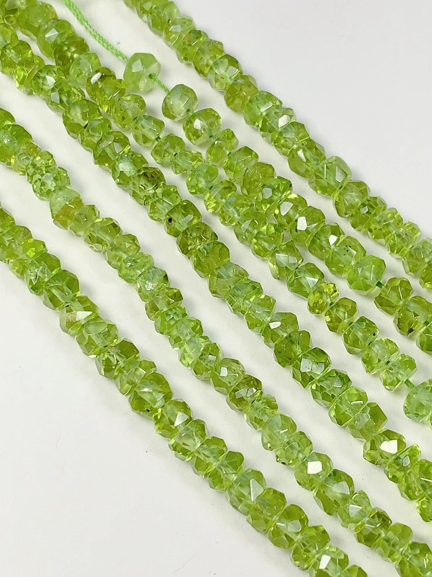 4.5 mm AAA Green Peridot Faceted Rondelle Beads 15" Strand