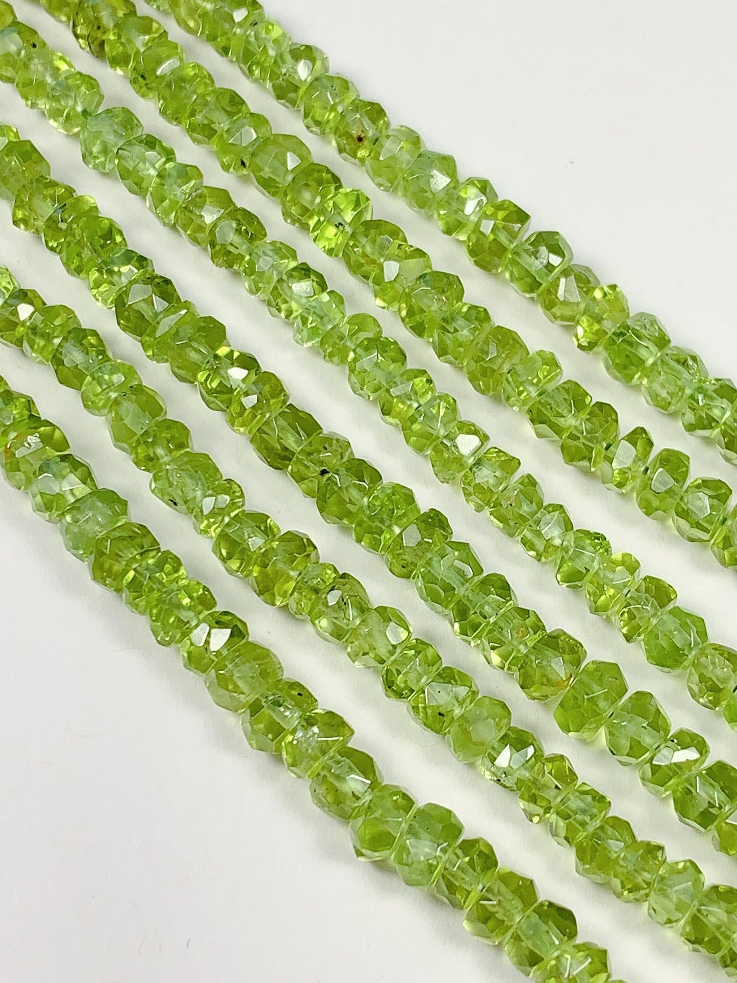4.5 mm AAA Green Peridot Faceted Rondelle Beads 15" Strand