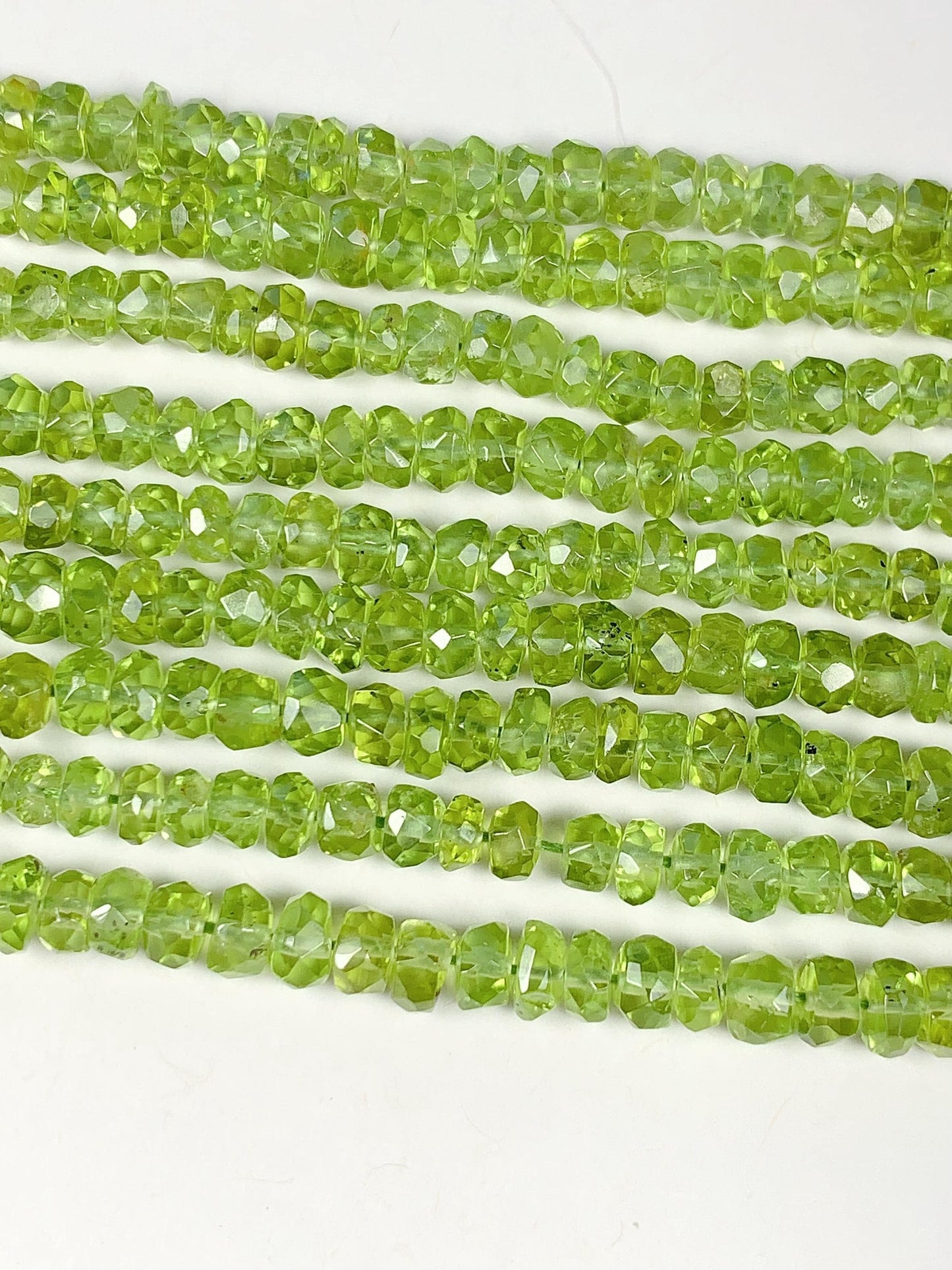 4.5 mm AAA Green Peridot Faceted Rondelle Beads 15" Strand