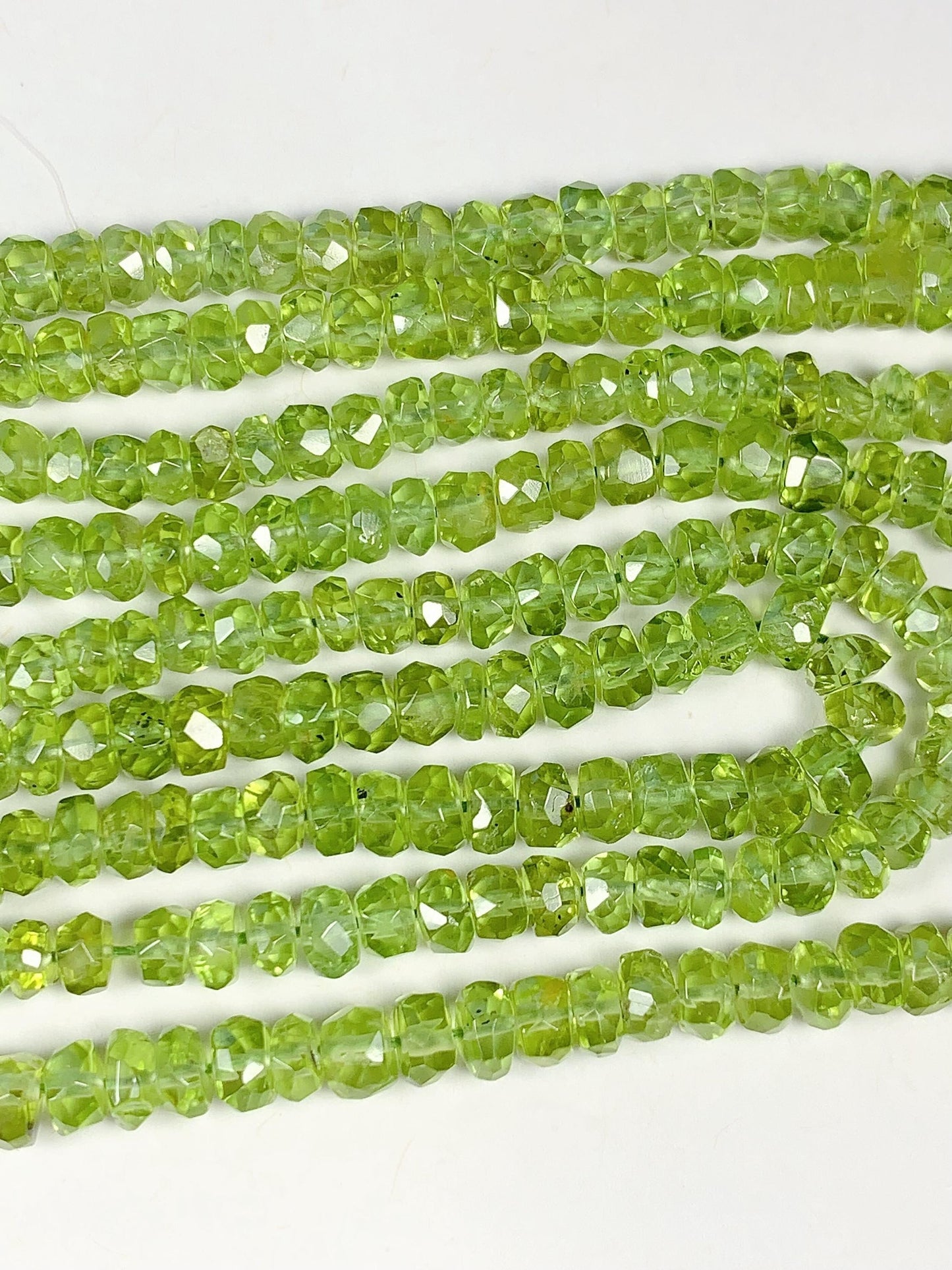 4.5 mm AAA Green Peridot Faceted Rondelle Beads 15" Strand