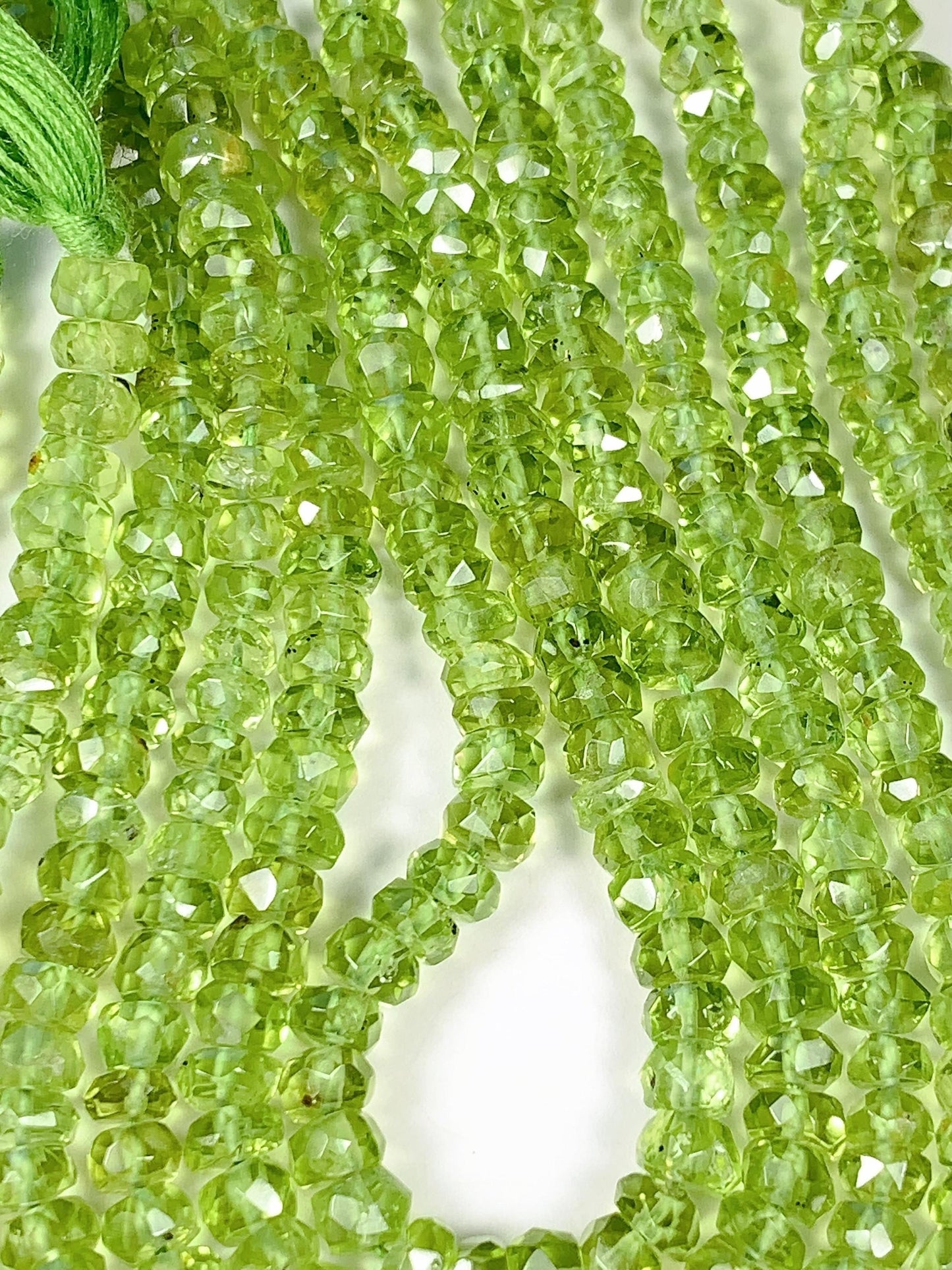 4.5 mm AAA Green Peridot Faceted Rondelle Beads 15" Strand