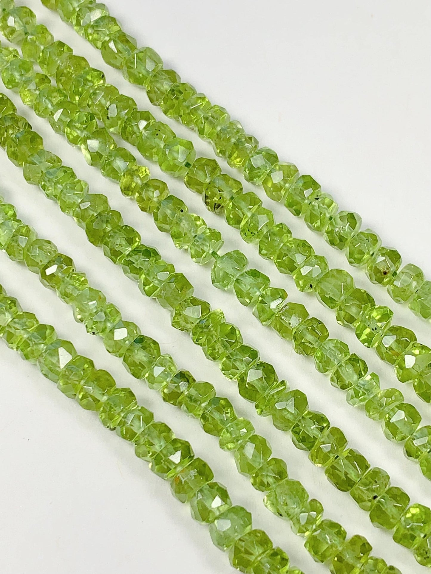 4.5 mm AAA Green Peridot Faceted Rondelle Beads 15" Strand