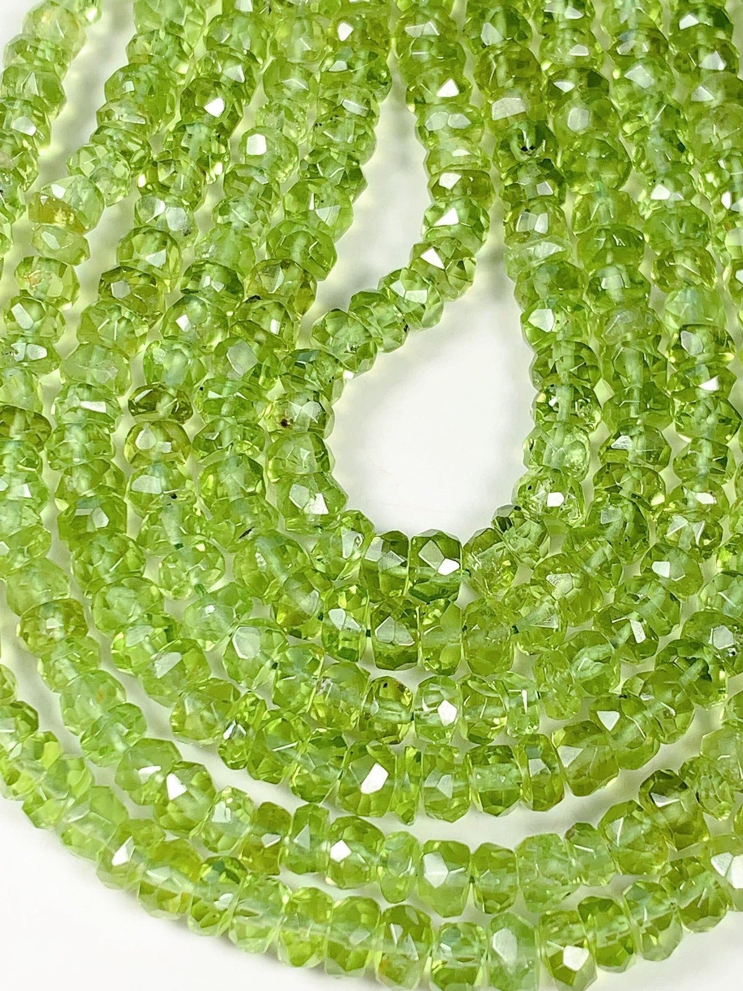 4.5 mm AAA Green Peridot Faceted Rondelle Beads 15" Strand
