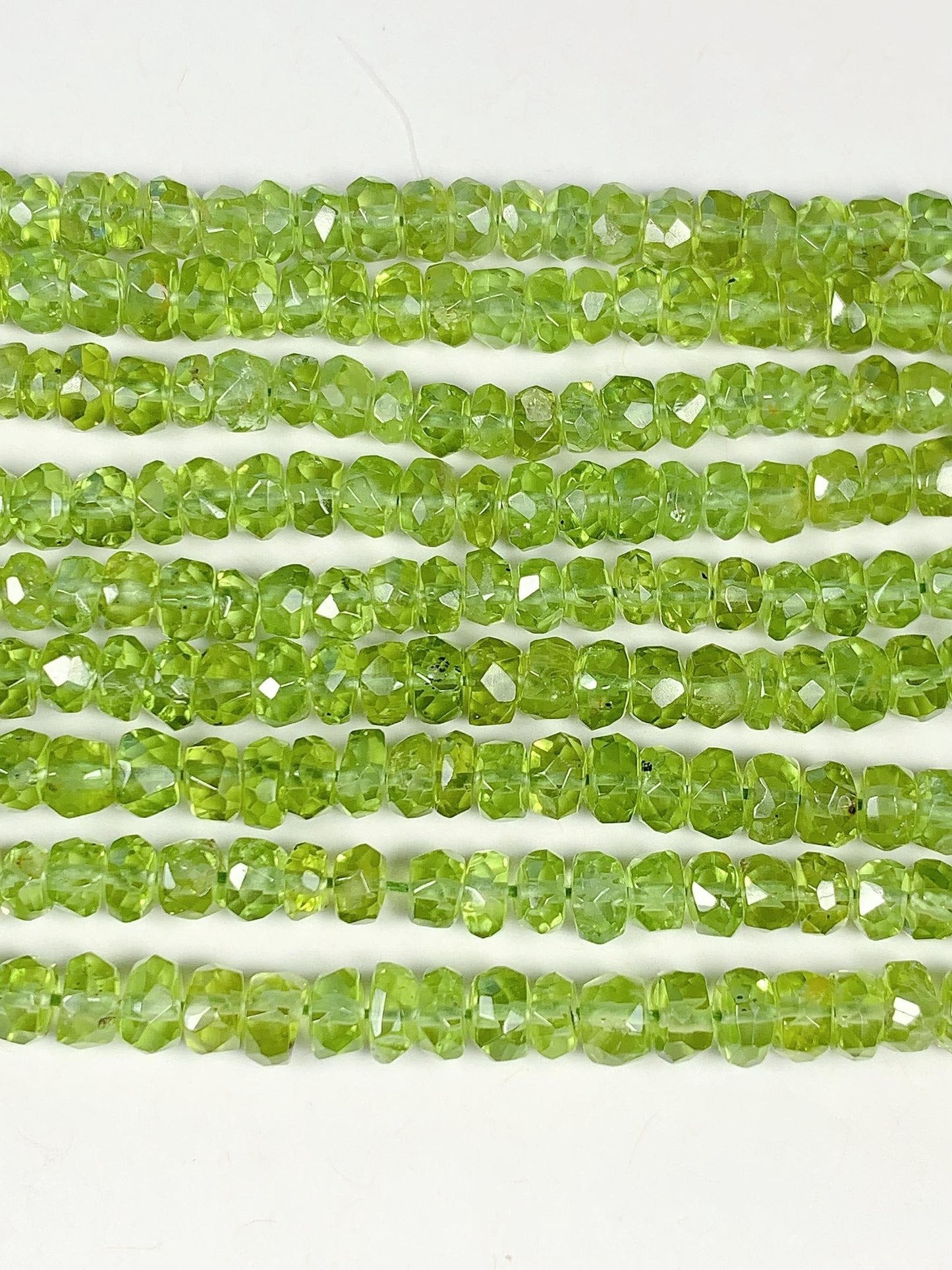 4.5 mm AAA Green Peridot Faceted Rondelle Beads 15" Strand
